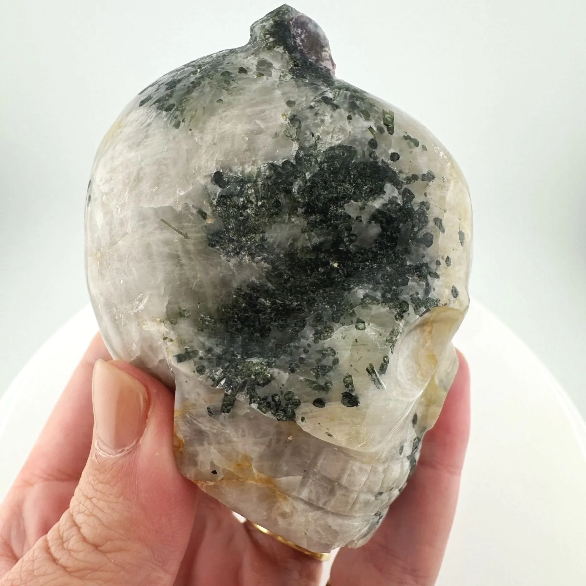 Leandro de Souza Watermelon Tourmaline on Quartz Skull