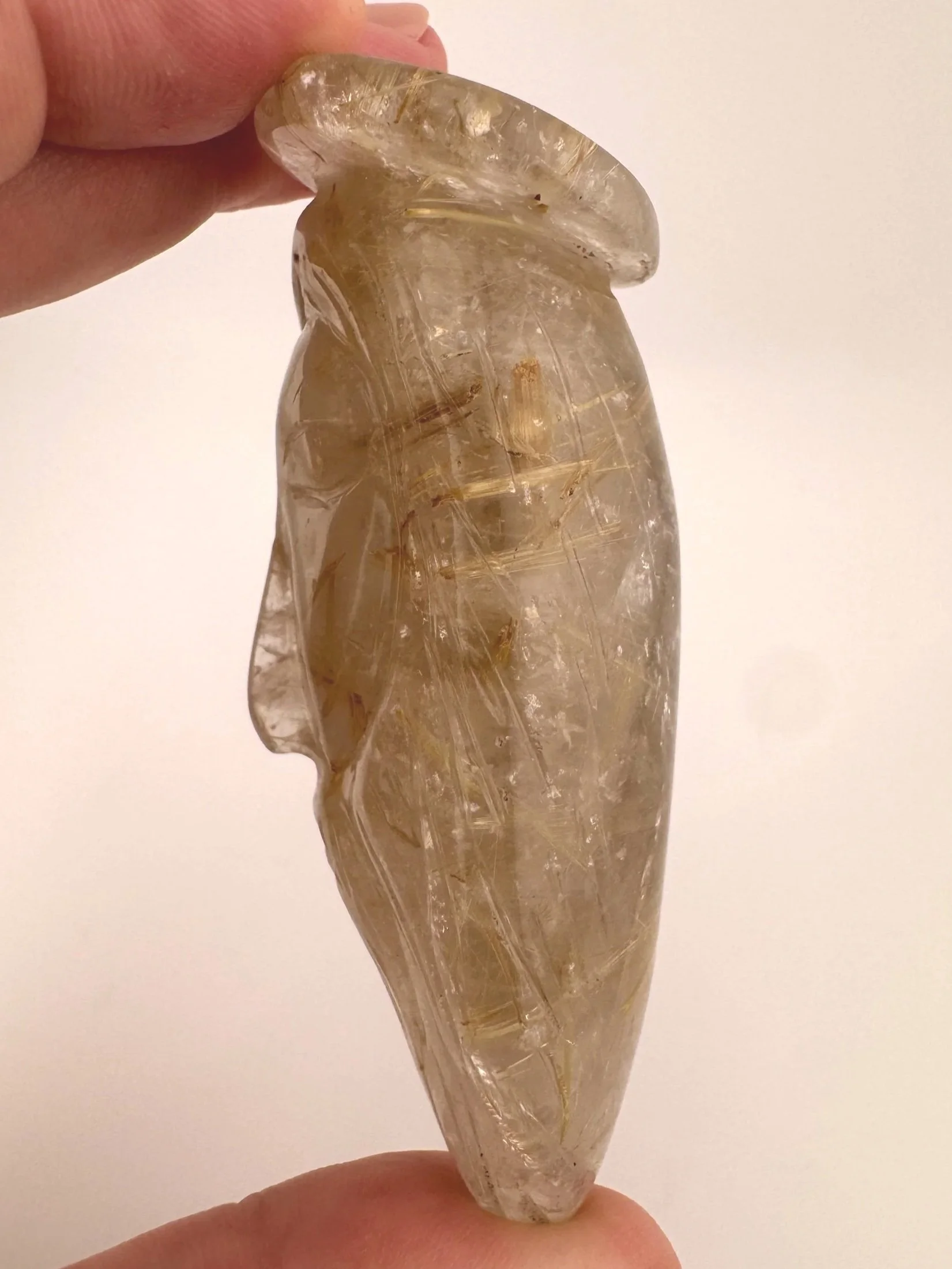 Leandro de Souza Golden Rutile in Quartz Jesus Carving