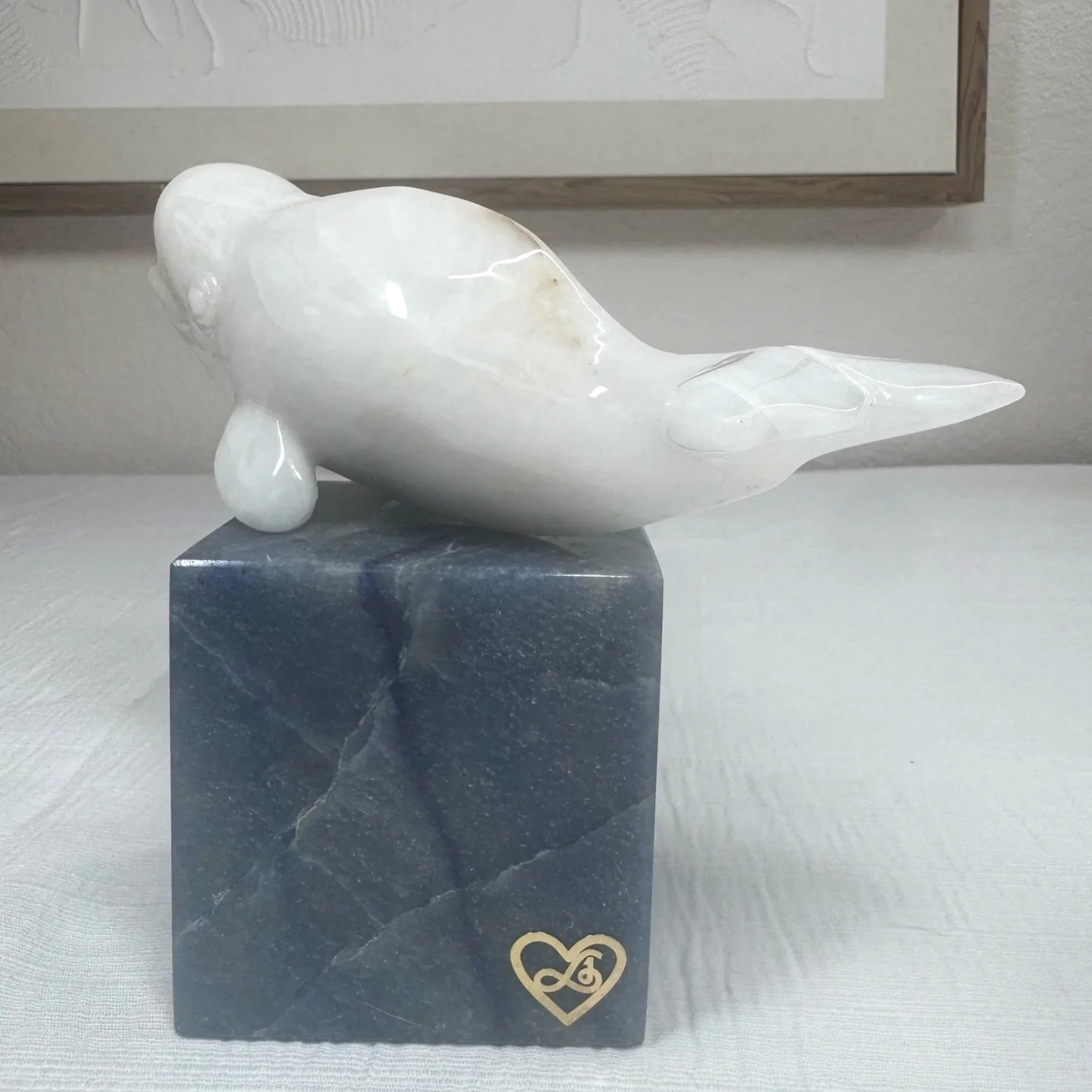 Leandro de Souza Snow Quartz Beluga Whale Sculpture