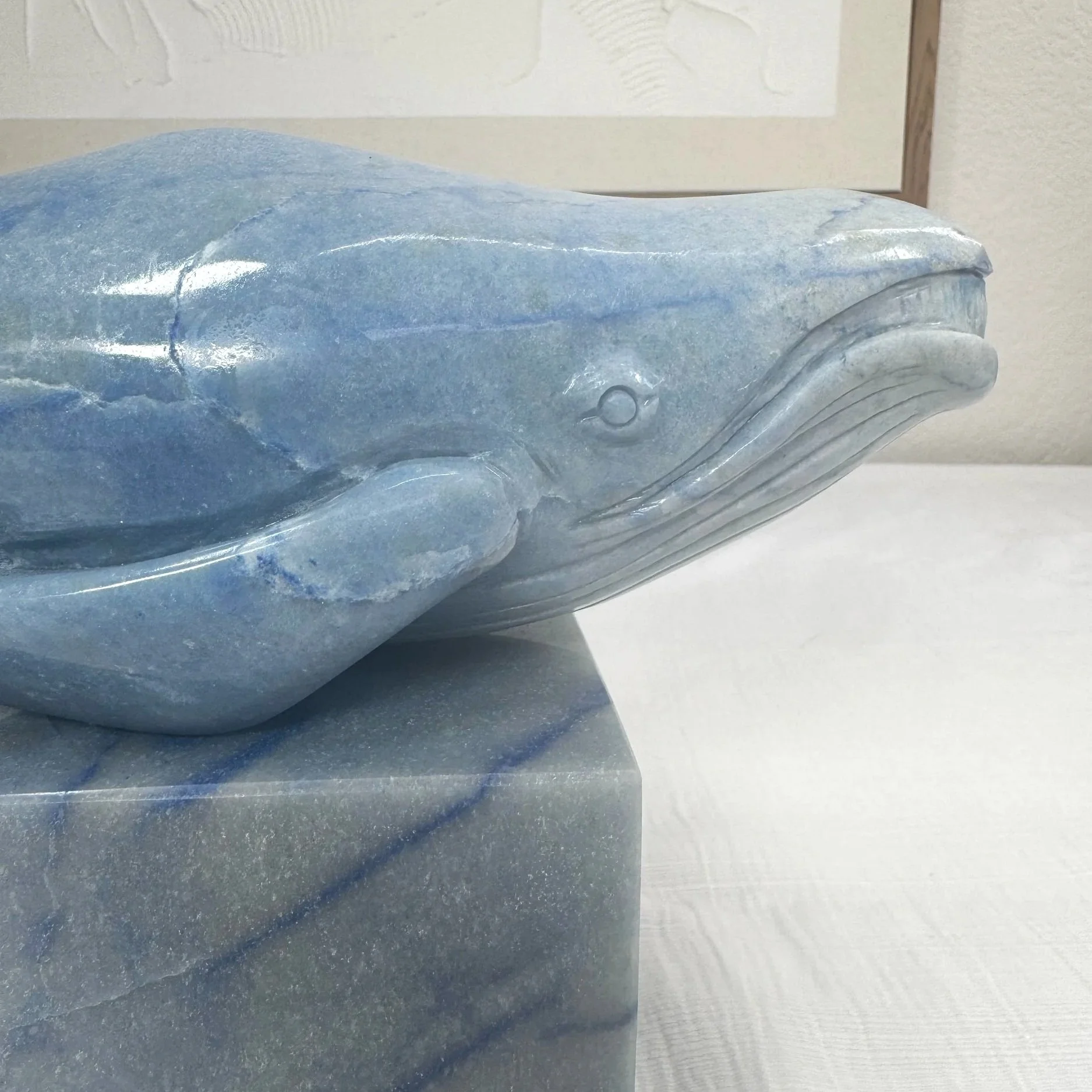 Leandro de Souza Blue Aventurine Blue Whale Sculpture