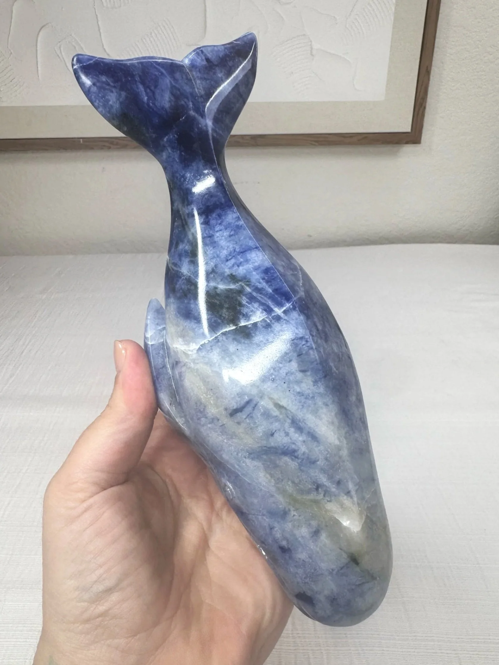 Leandro de Souza Sodalite Humpback Whale Sculpture