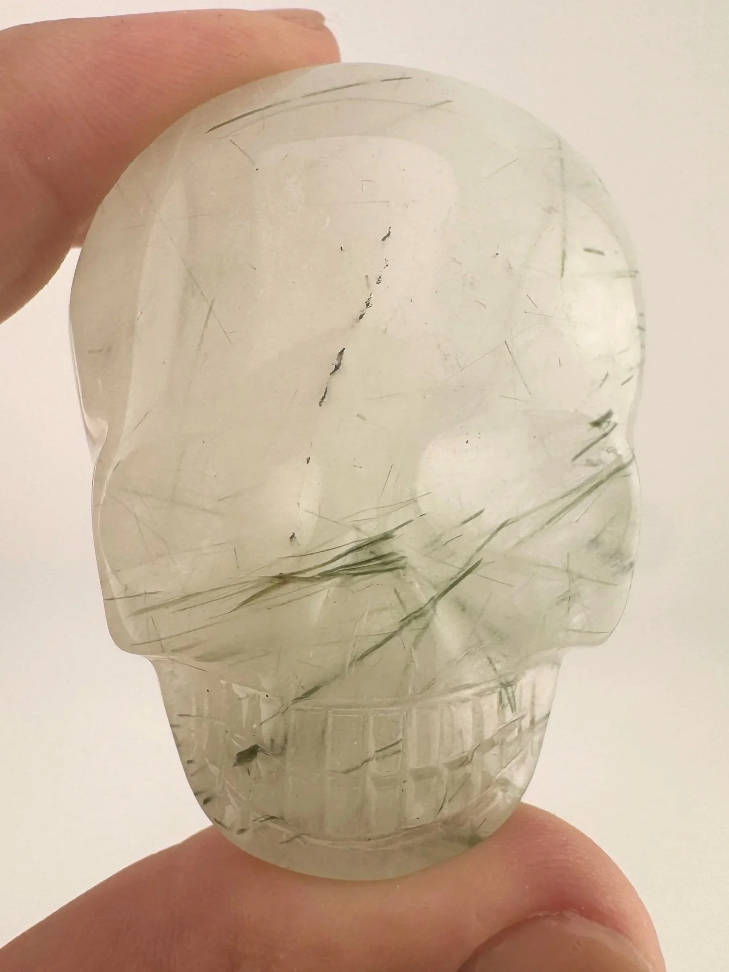 Leandro de Souza Epidote in Quartz Palm Skull