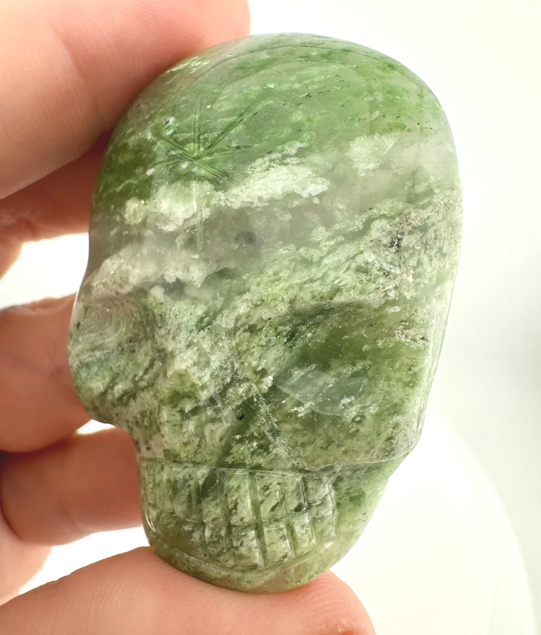 Leandro de Souza Chlorite Chalcedony Magical Child Palm Skull