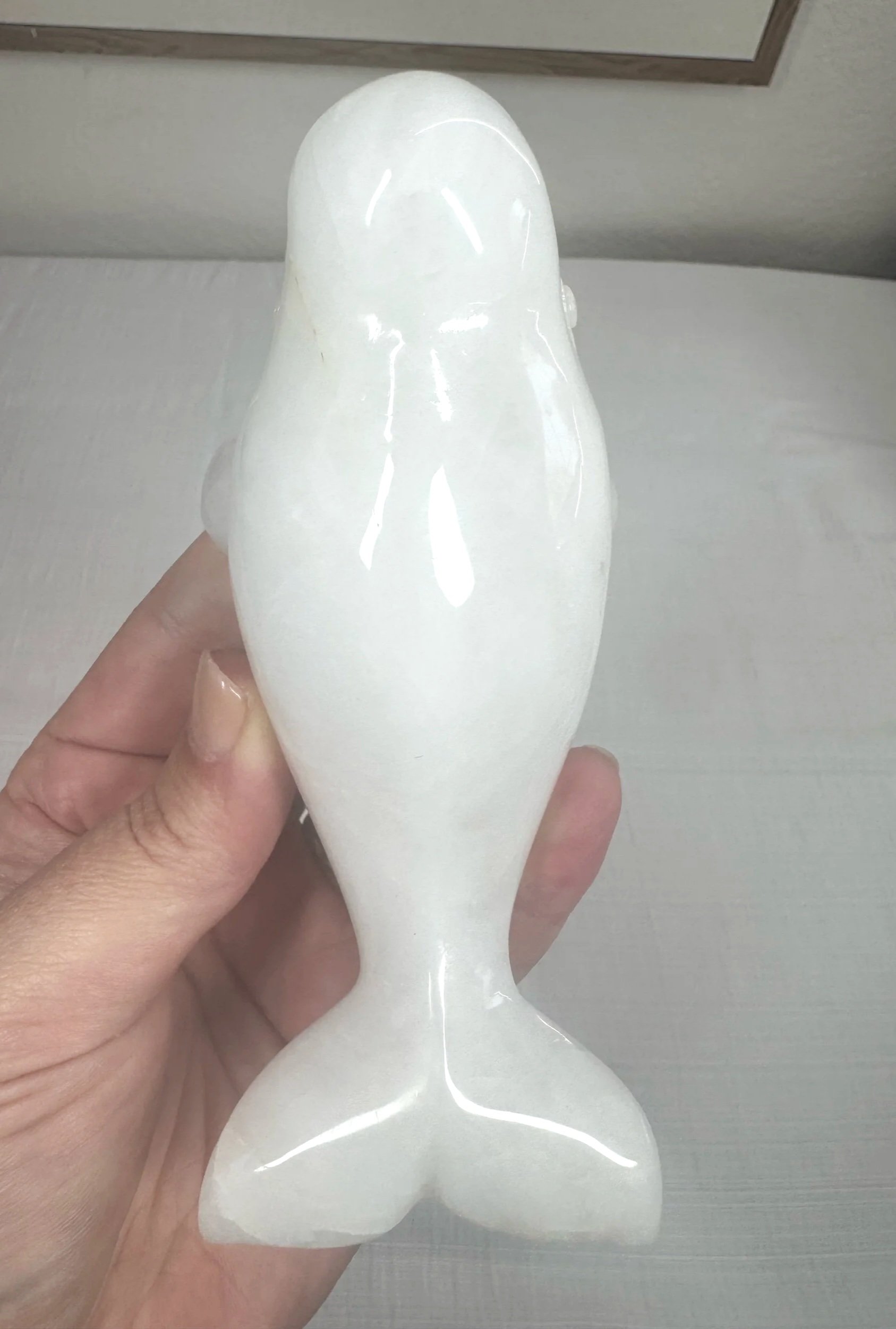 Leandro de Souza Snow Quartz Beluga Whale Sculpture