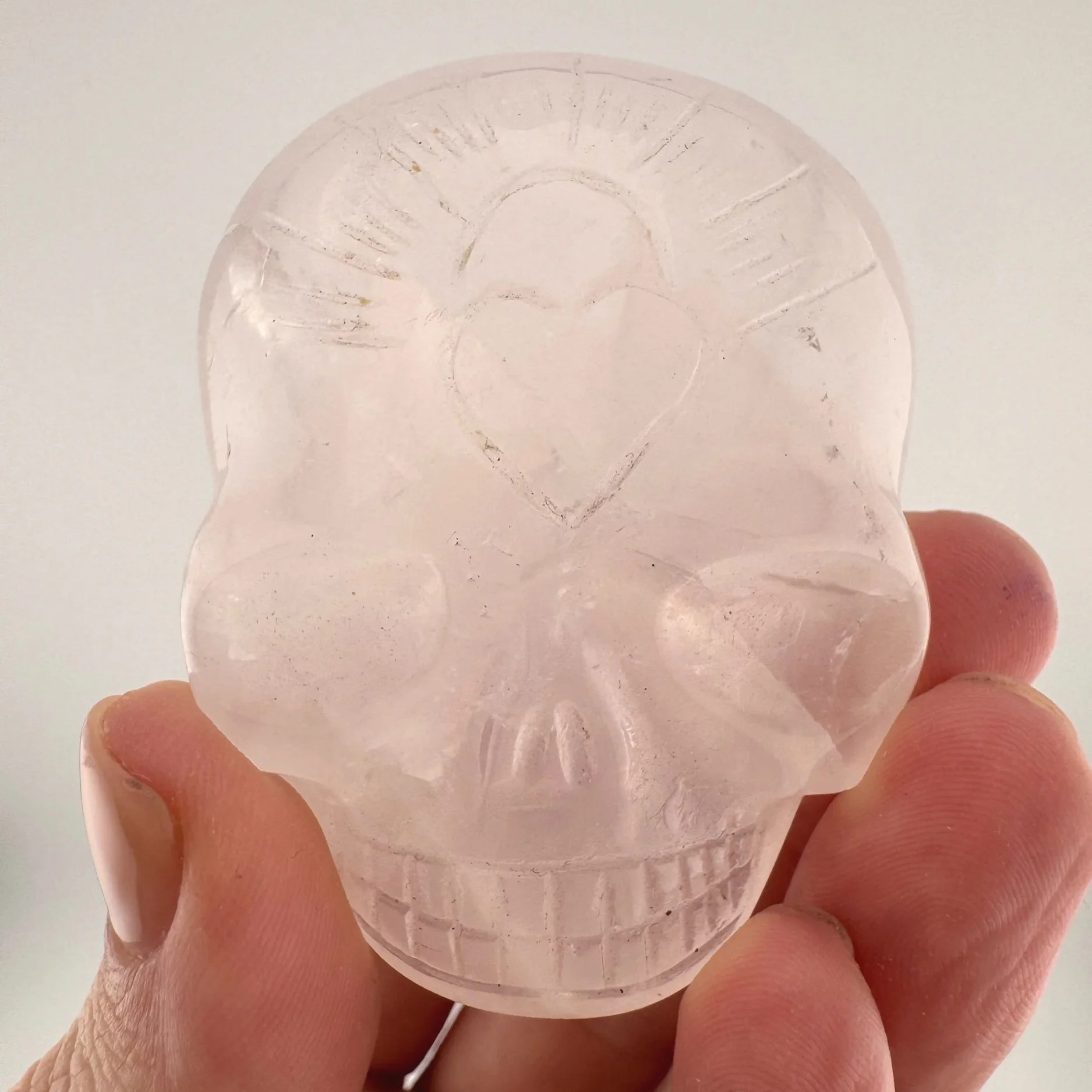 Leandro de Souza Rose Quartz Palm Skull