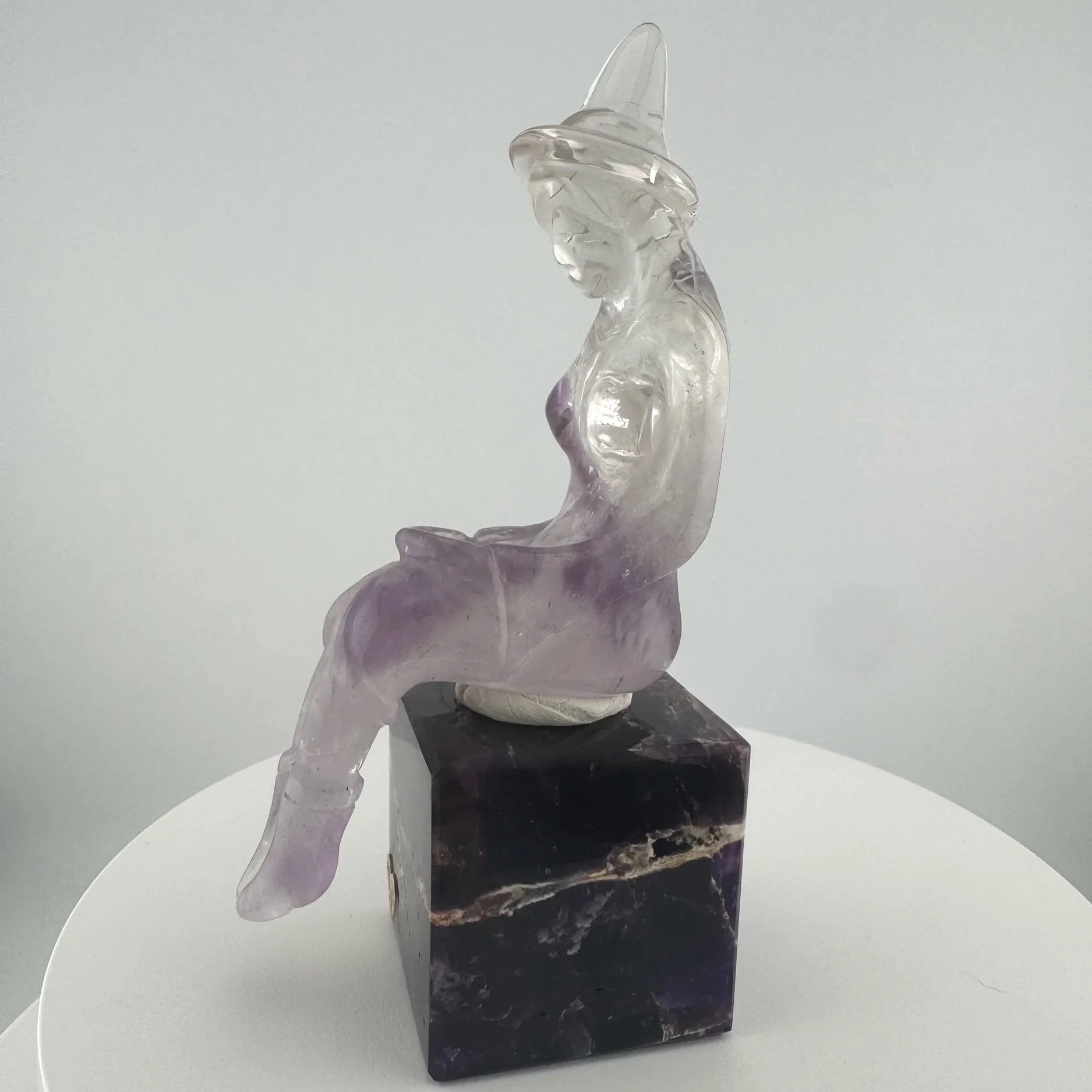 Leandro de Souza Phantom Amethyst Witch Carving on Base
