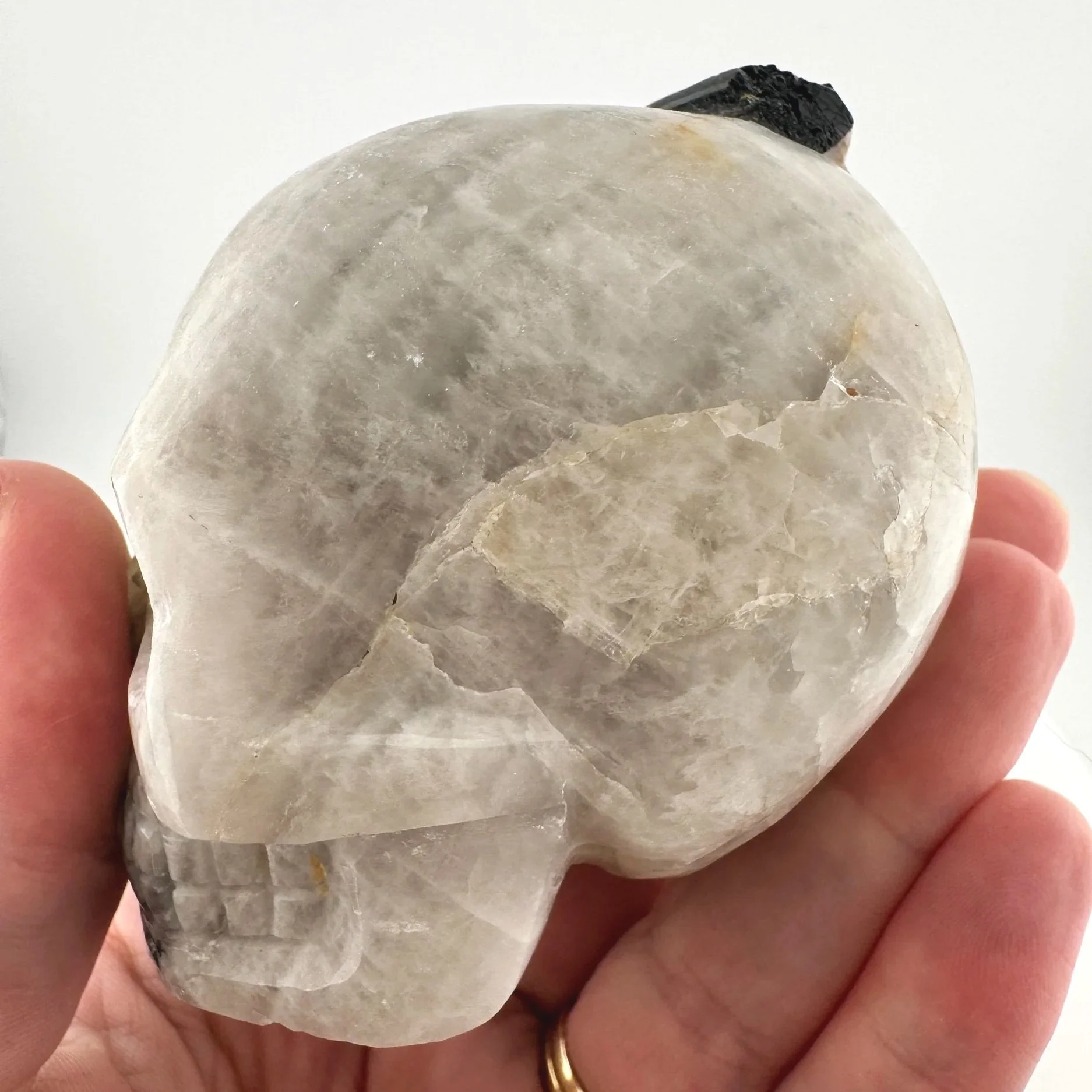 Leandro de Souza Watermelon Tourmaline on Quartz Skull