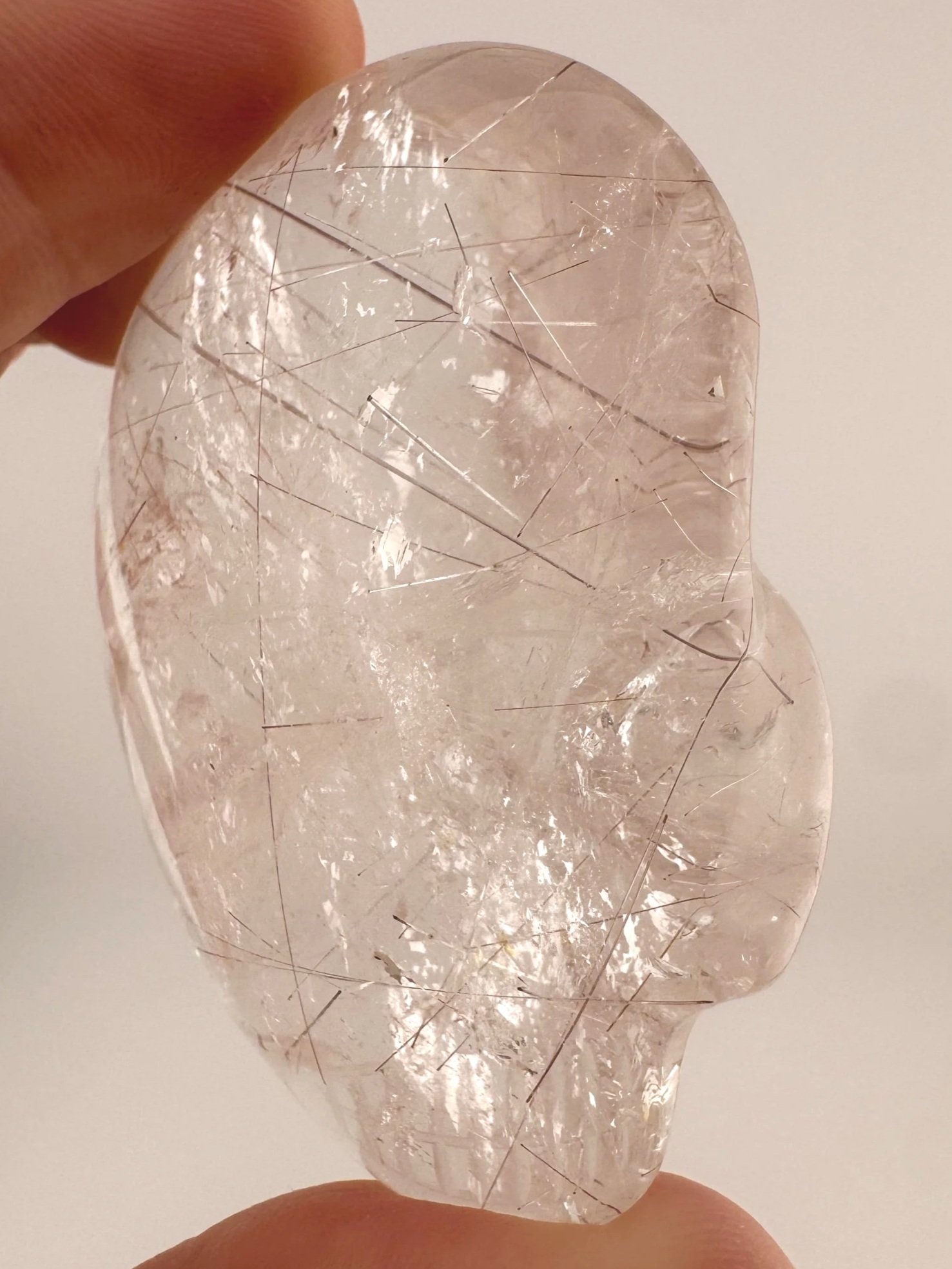 Leandro de Souza Red Rutile in Quartz Magical Child Palm Skull
