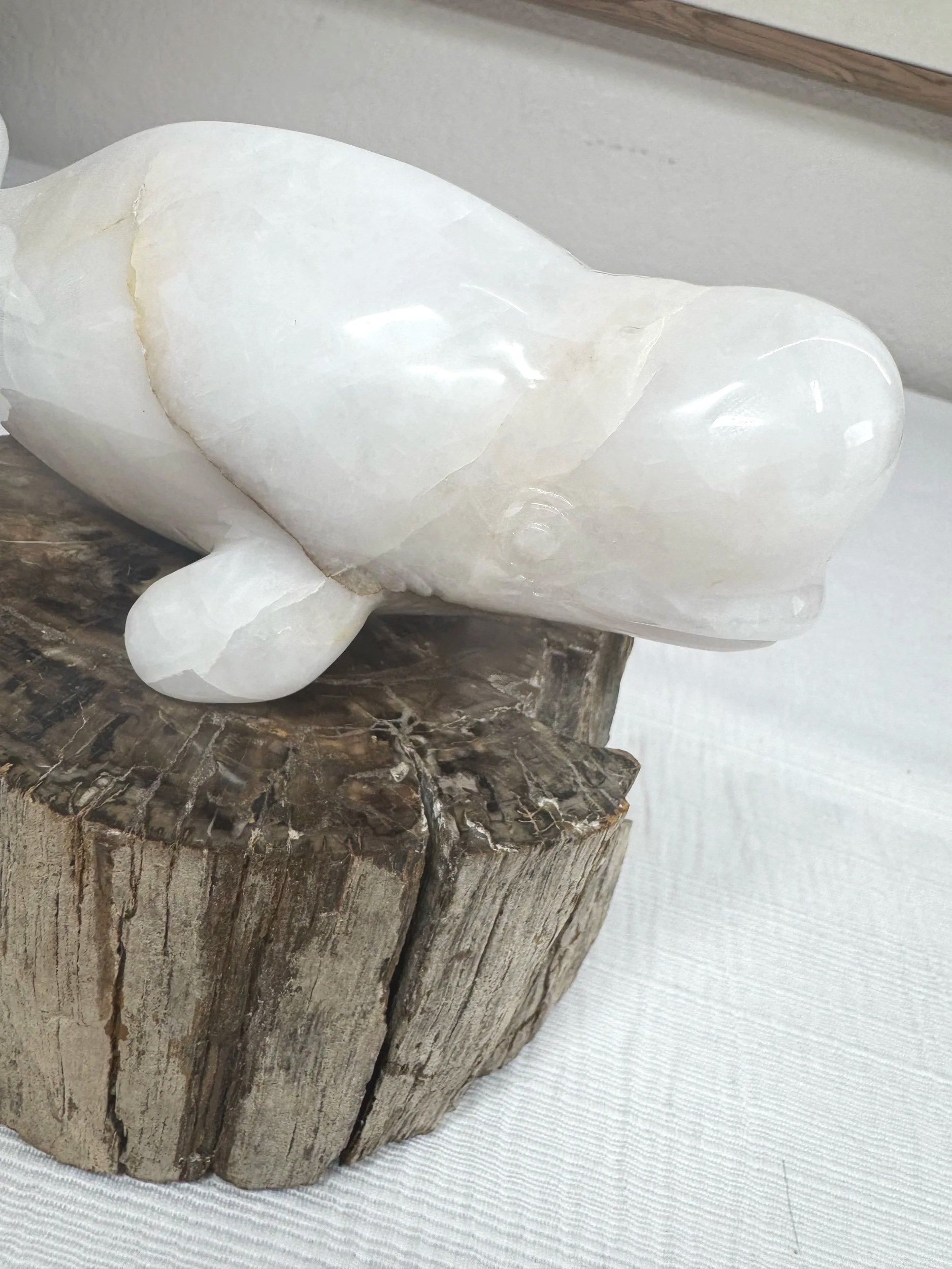 Leandro de Souza Snow Quartz Beluga Whale Sculpture