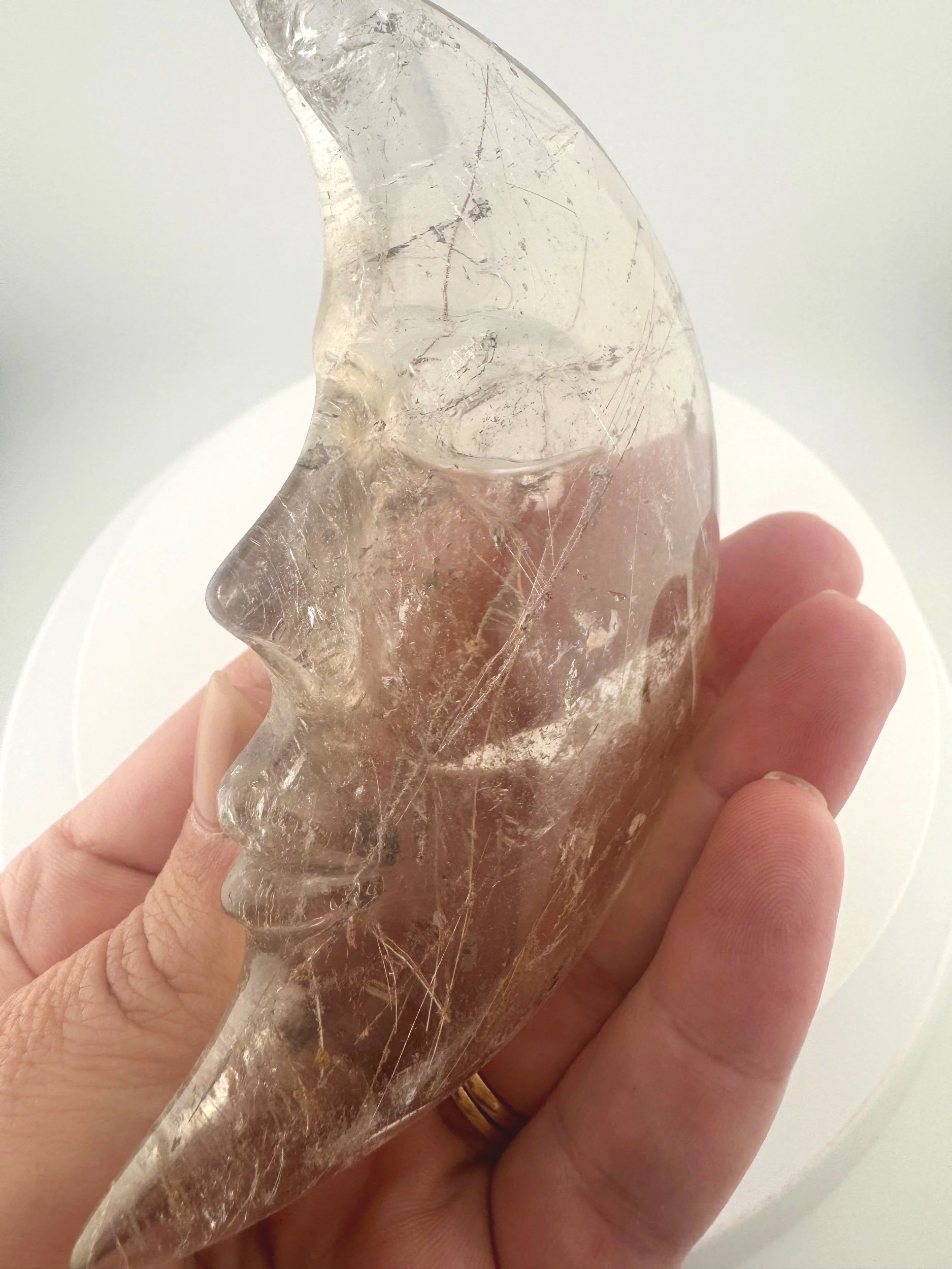 Leandro de Souza Red Rutile with Chlorite Moon Carving
