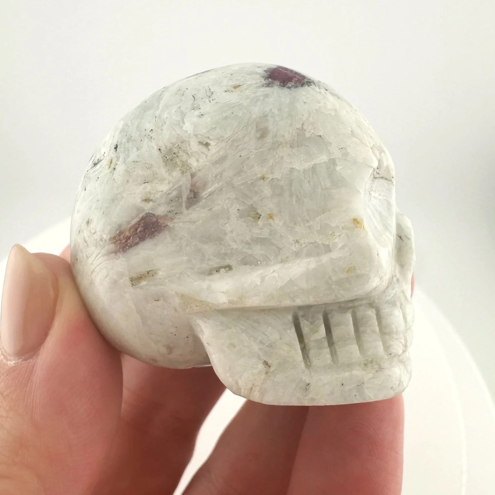 Leandro de Souza Pink and Blue Tourmaline in Feldspar Skull