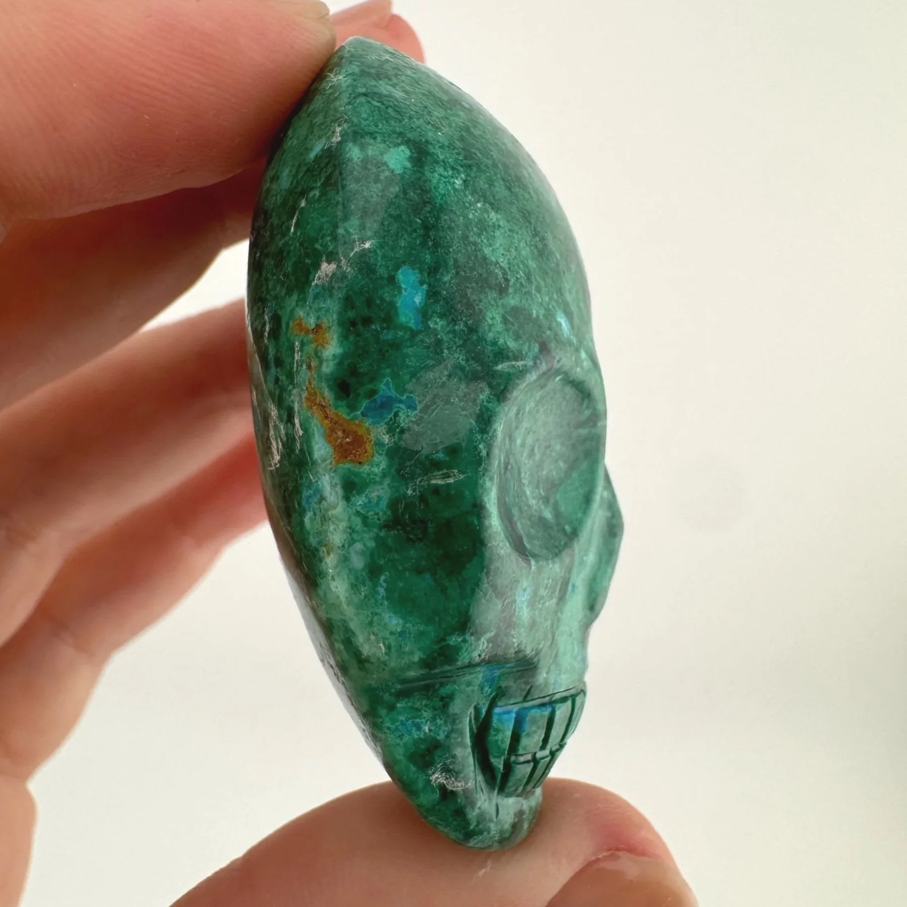 Leandro de Souza Malachite Chrysocolla Magical Child Palm Skull