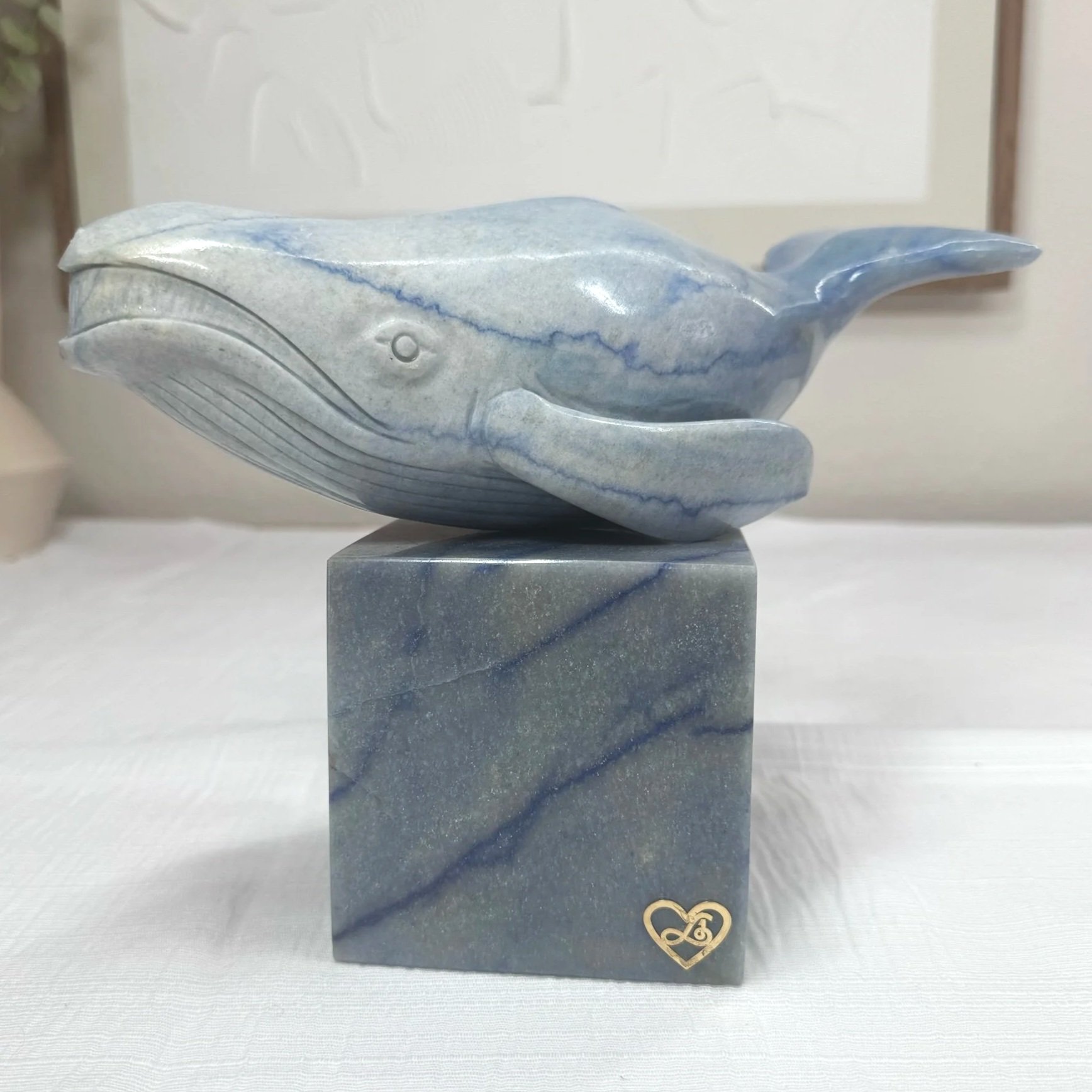 Leandro de Souza Blue Aventurine Blue Whale Sculpture