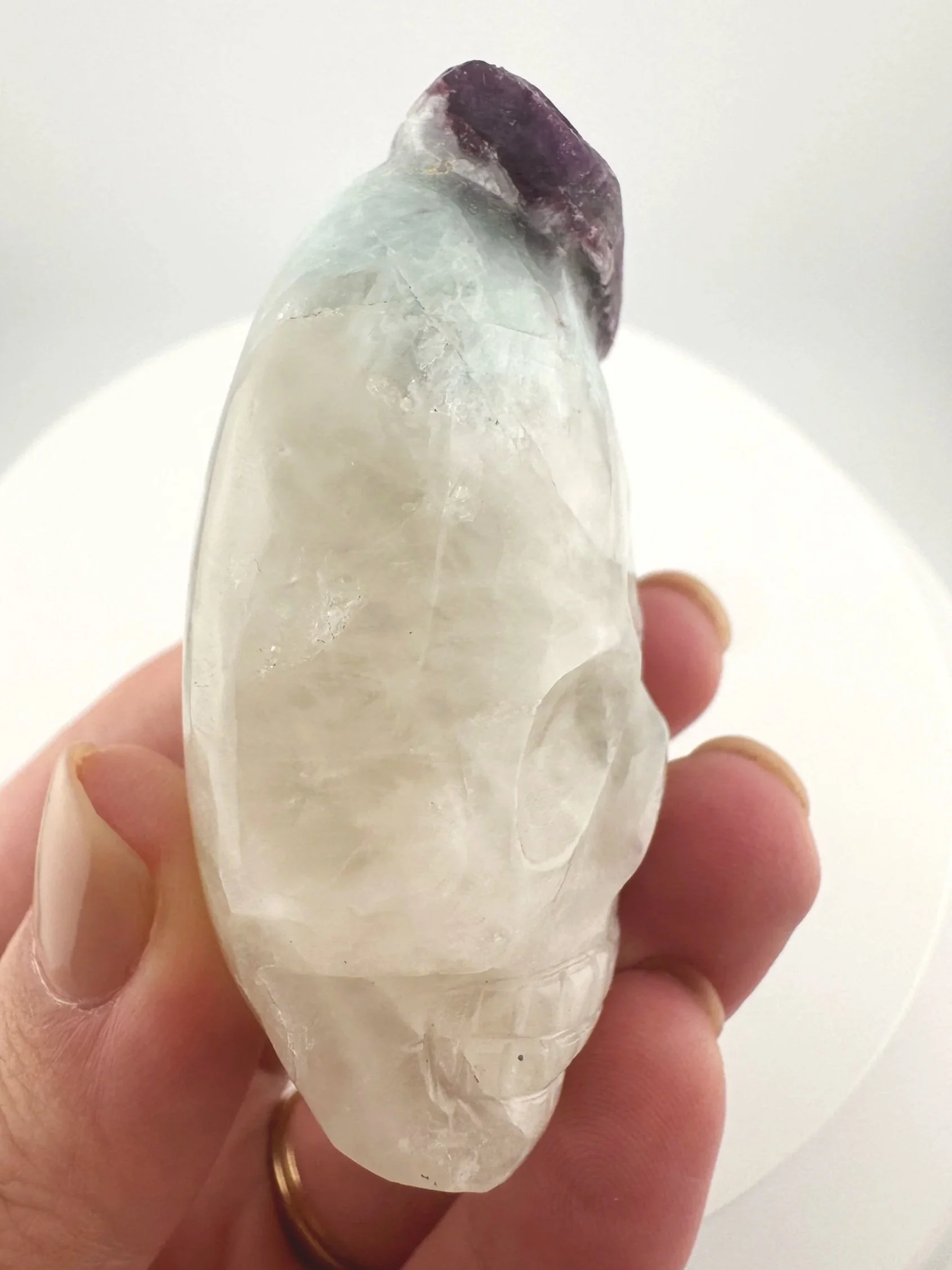 Leandro de Souza Pink Tourmaline in Feldspar Palm Skull