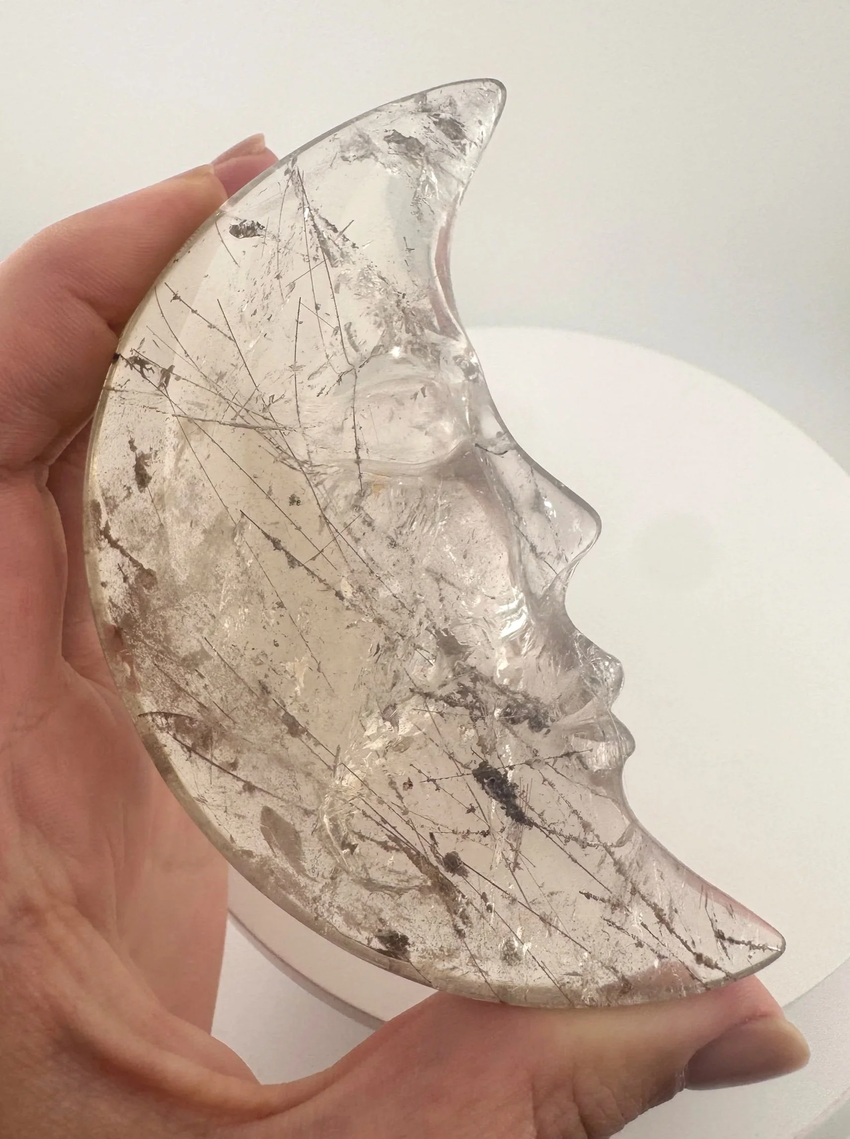 Leandro de Souza Red Rutile with Chlorite Moon Carving