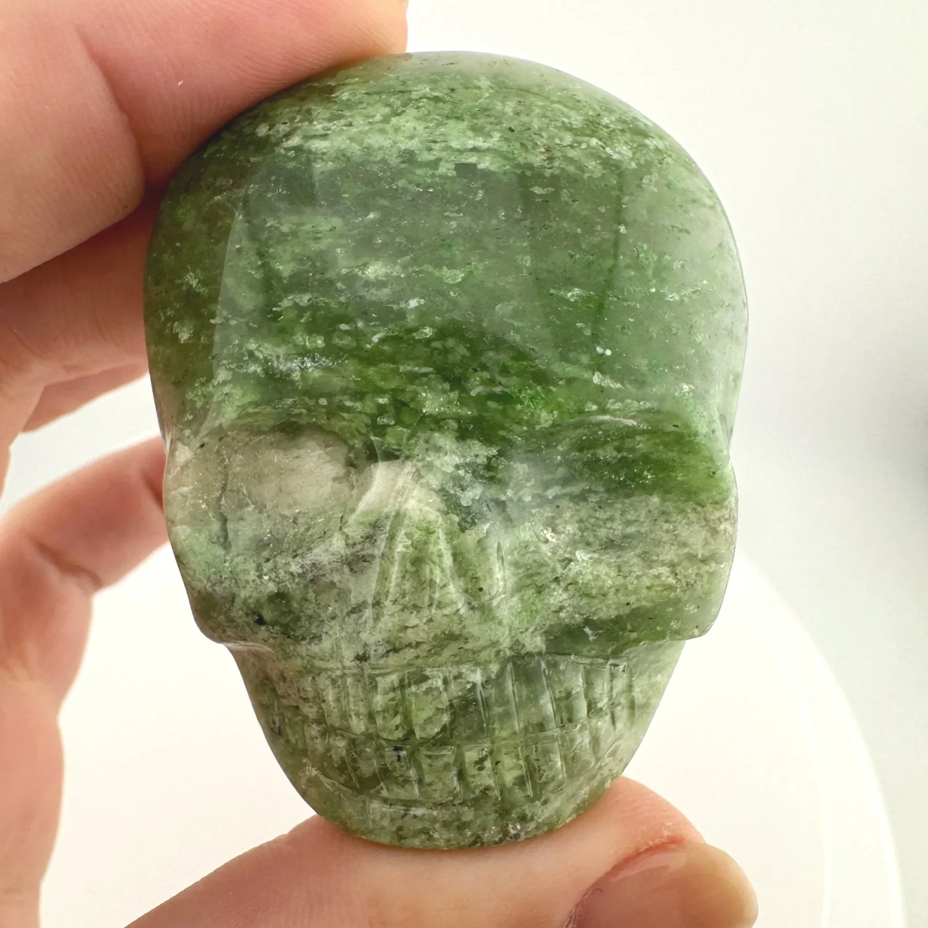 Leandro de Souza Chlorite Chalcedony Magical Child Palm Skull