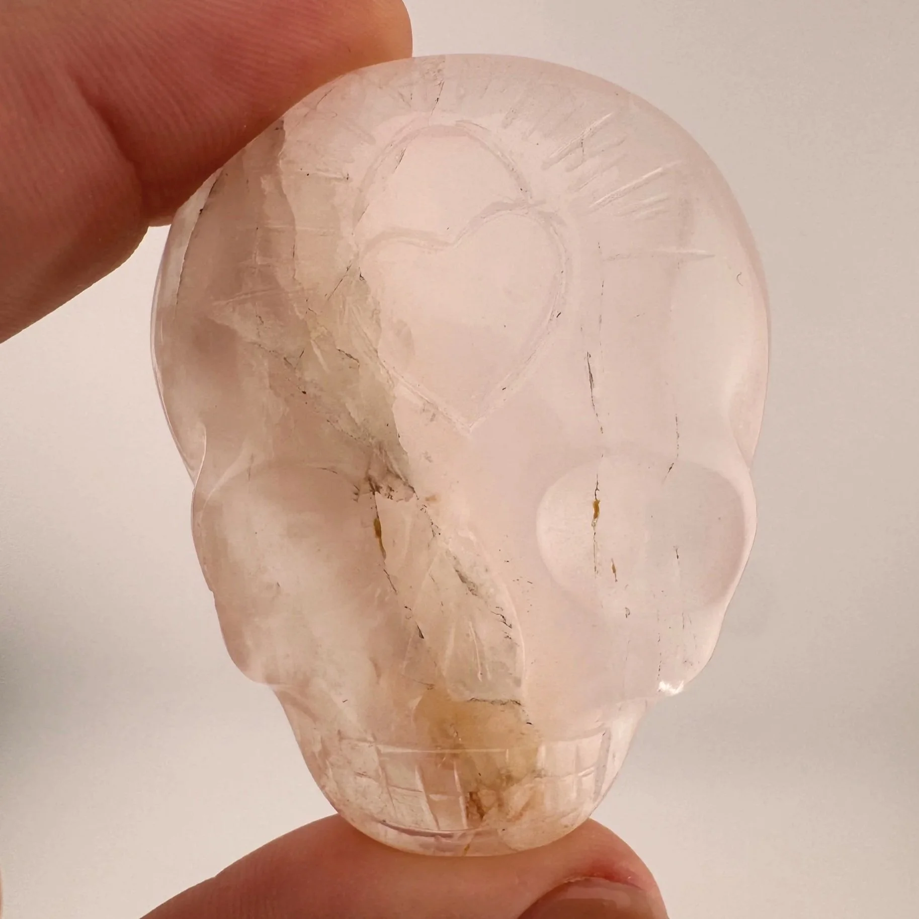 Leandro de Souza Rose Quartz Palm Skull