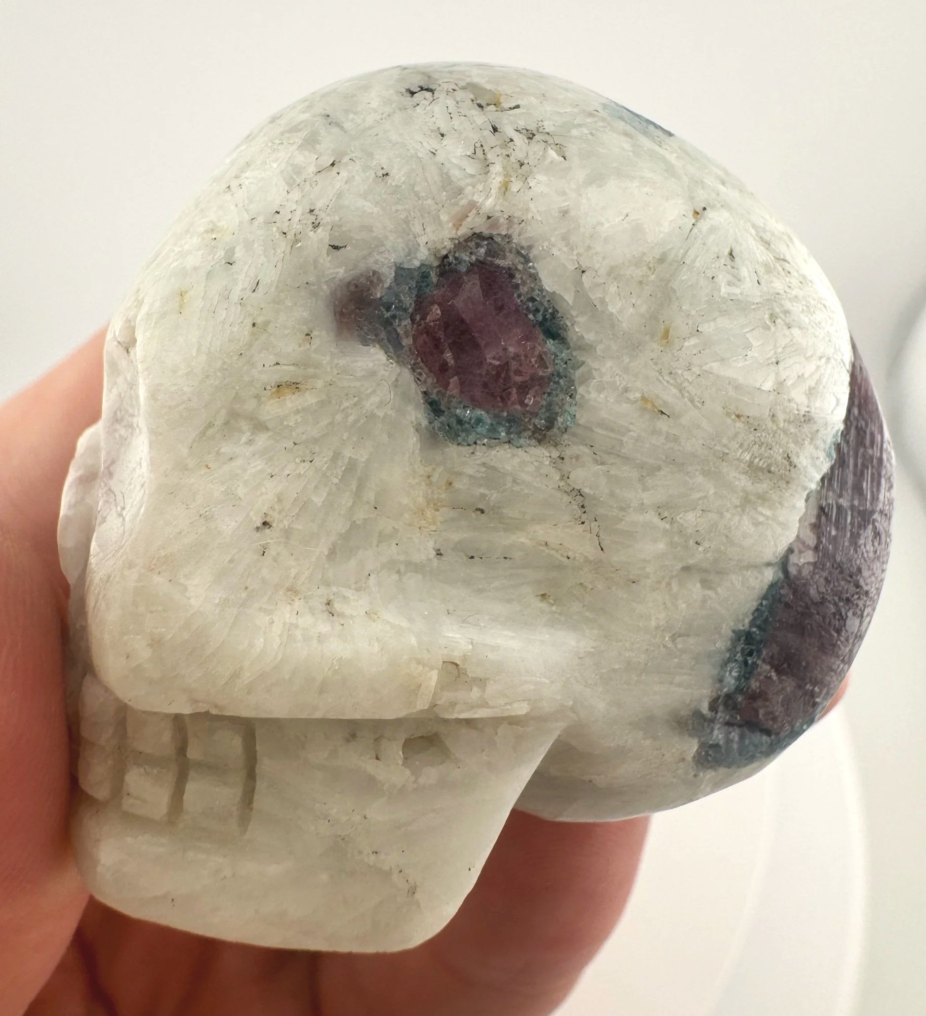 Leandro de Souza Pink and Blue Tourmaline in Feldspar Skull