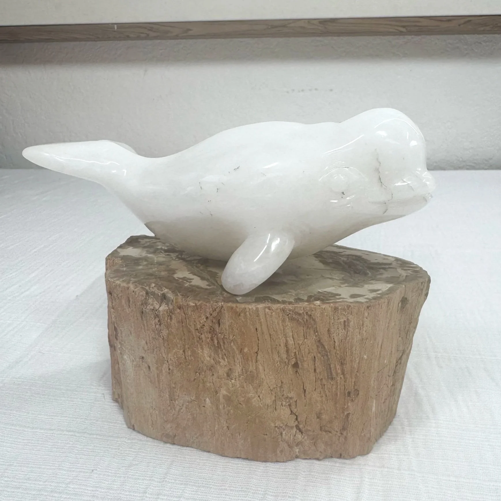 Leandro de Souza Snow Quartz Beluga Whale Sculpture