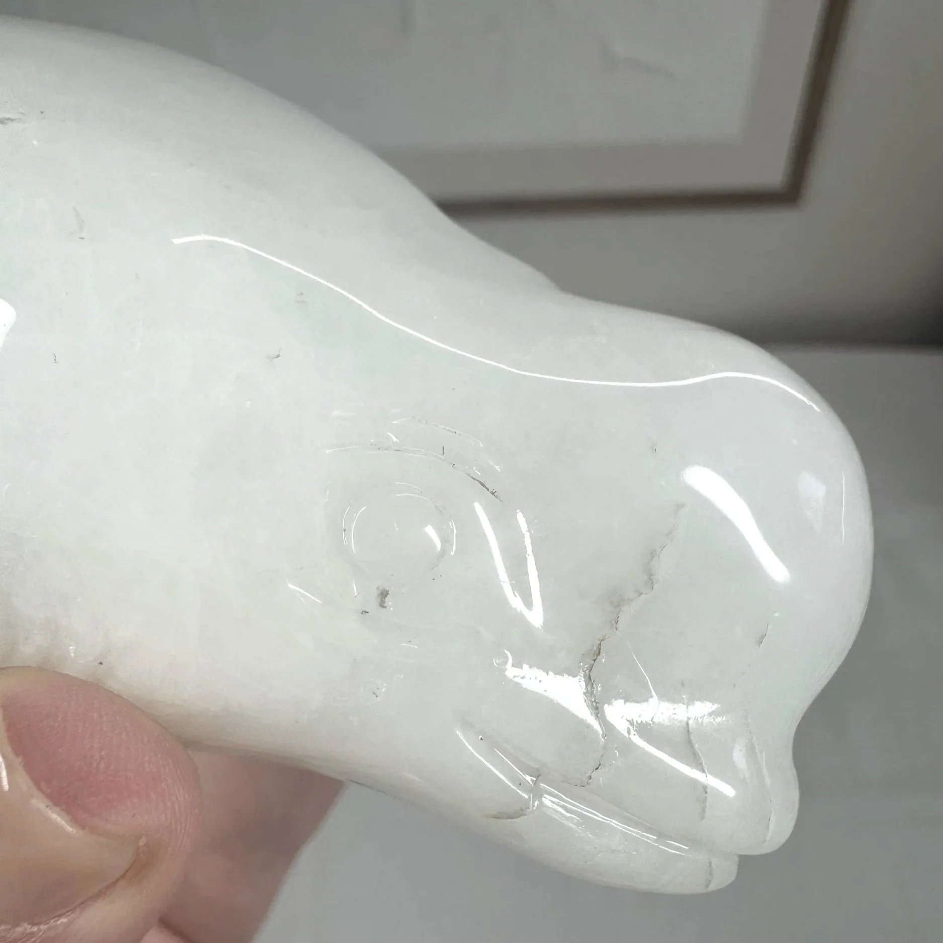 Leandro de Souza Snow Quartz Beluga Whale Sculpture