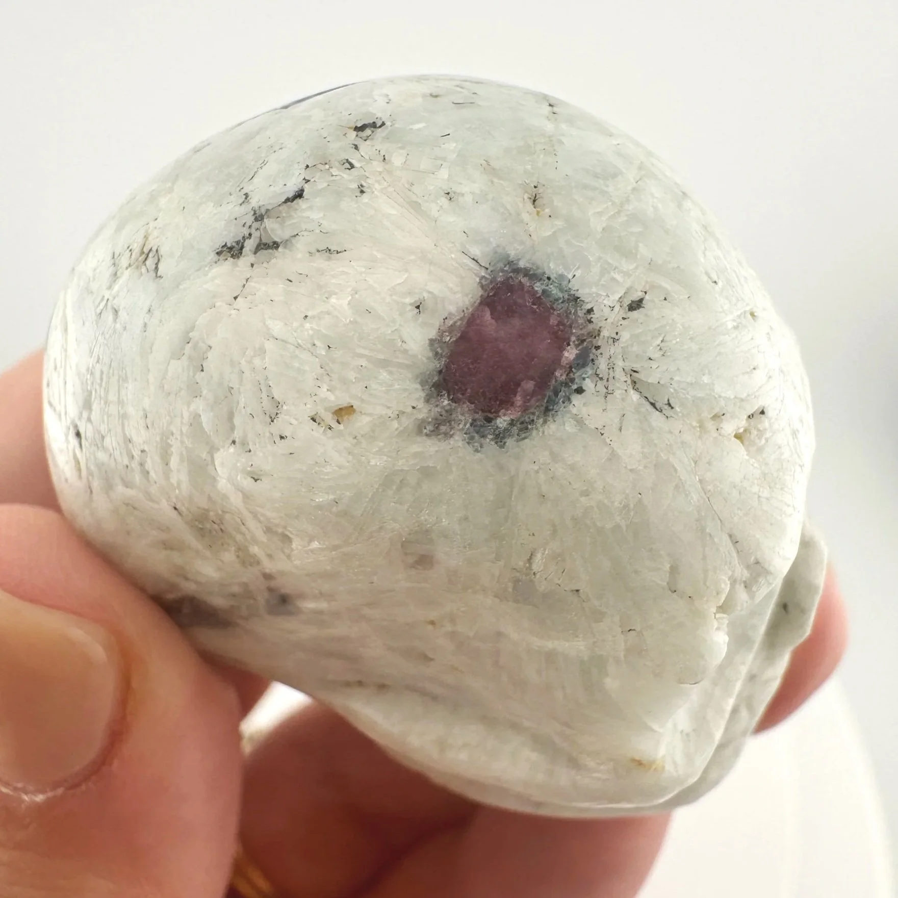 Leandro de Souza Pink and Blue Tourmaline in Feldspar Skull