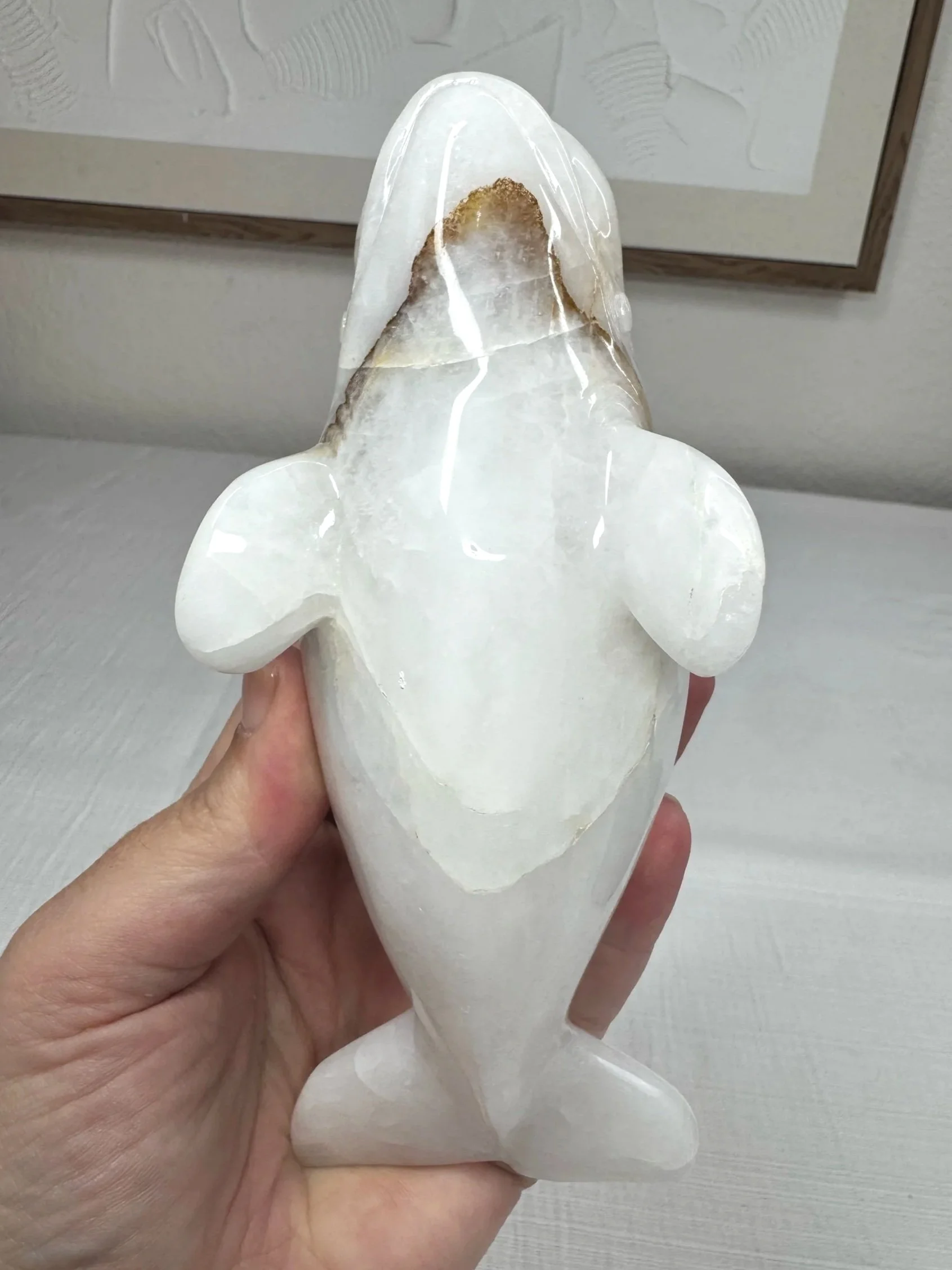Leandro de Souza Snow Quartz Beluga Whale Sculpture