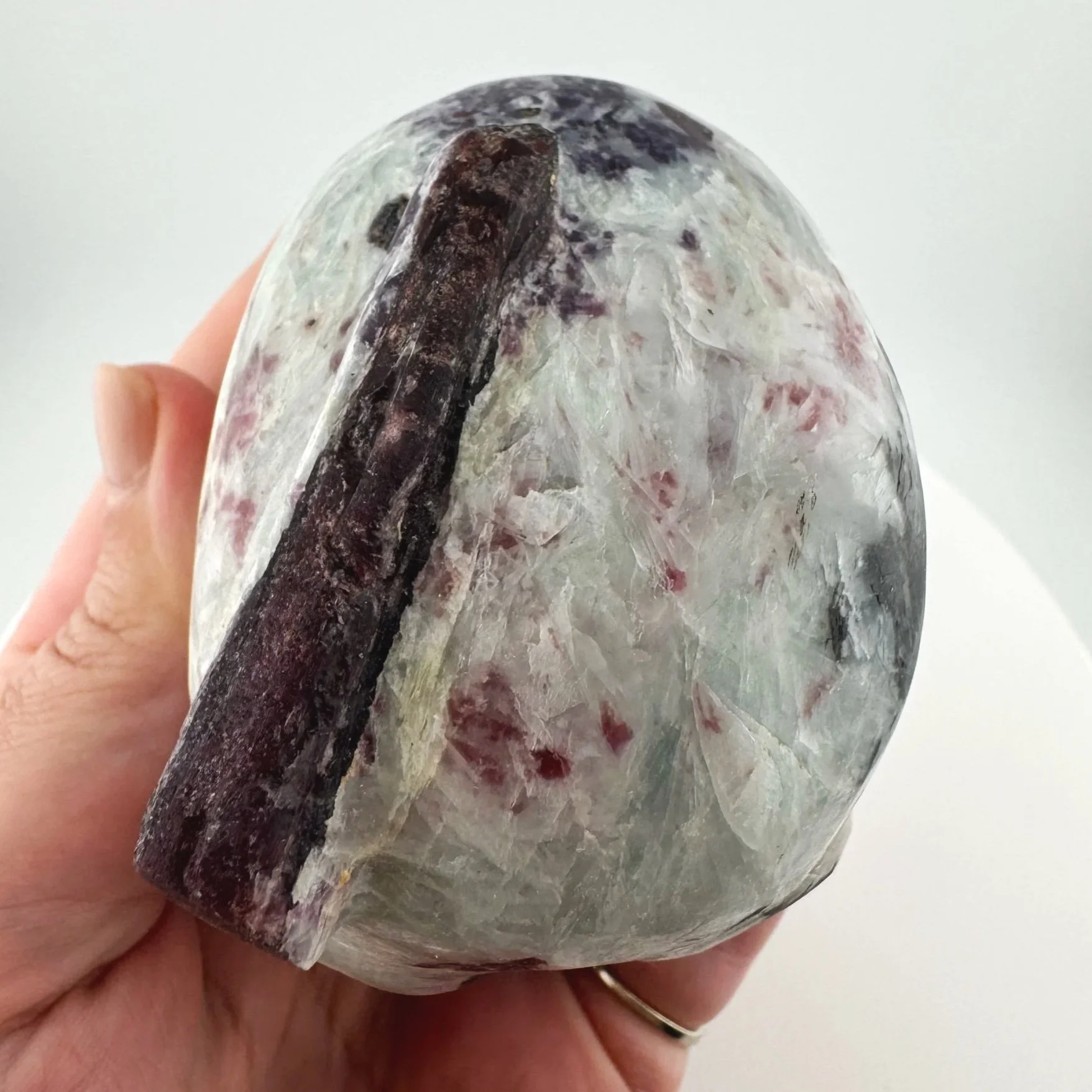 Leandro de Souza Pink Tourmaline in Feldspar Skull