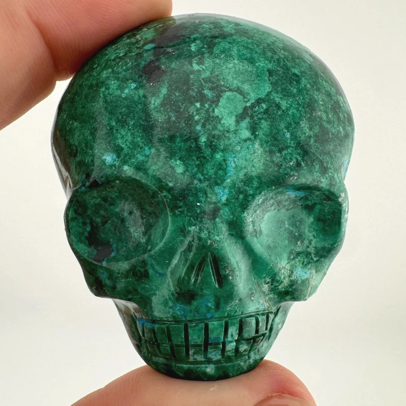 Leandro de Souza Malachite Chrysocolla Magical Child Palm Skull