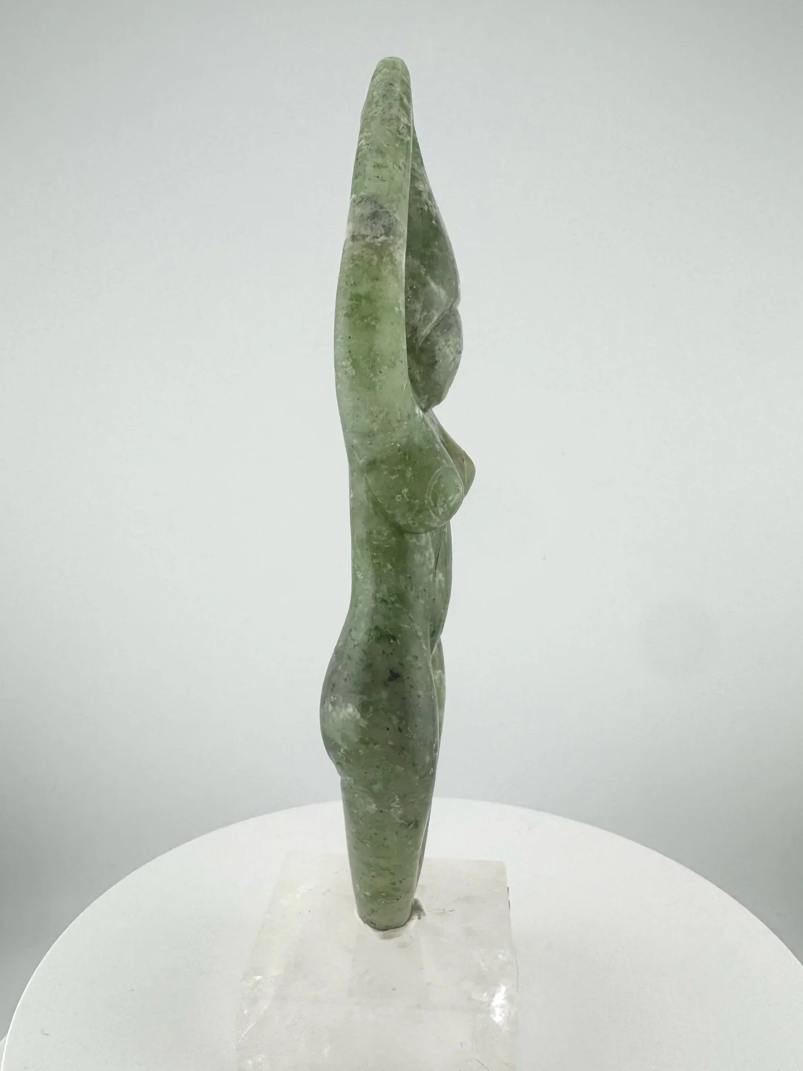 Leandro de Souza Chlorite Chalcedony Gaia Goddess Sculpture on Quartz base