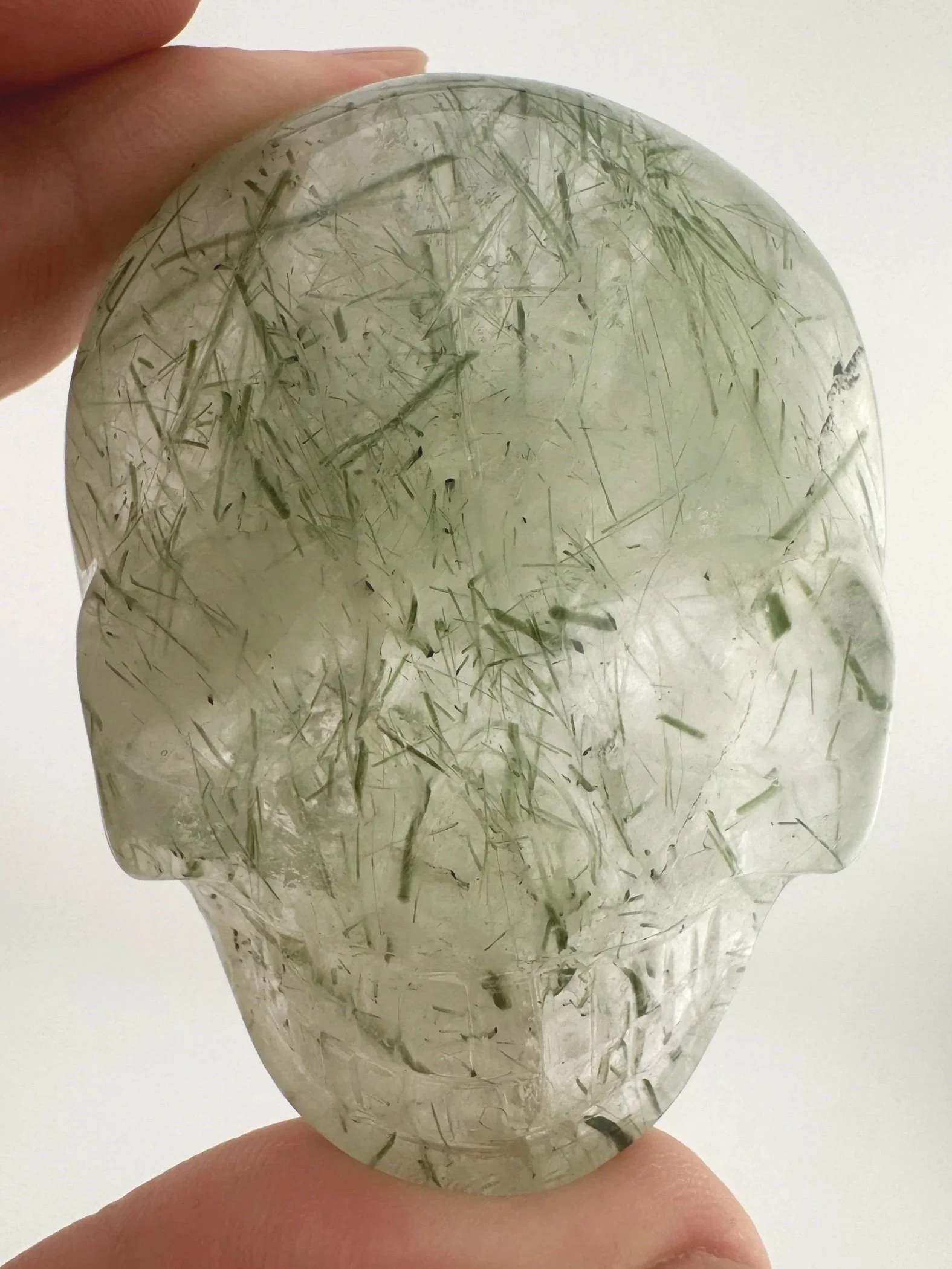 Leandro de Souza Epidote in Quartz Palm Skull