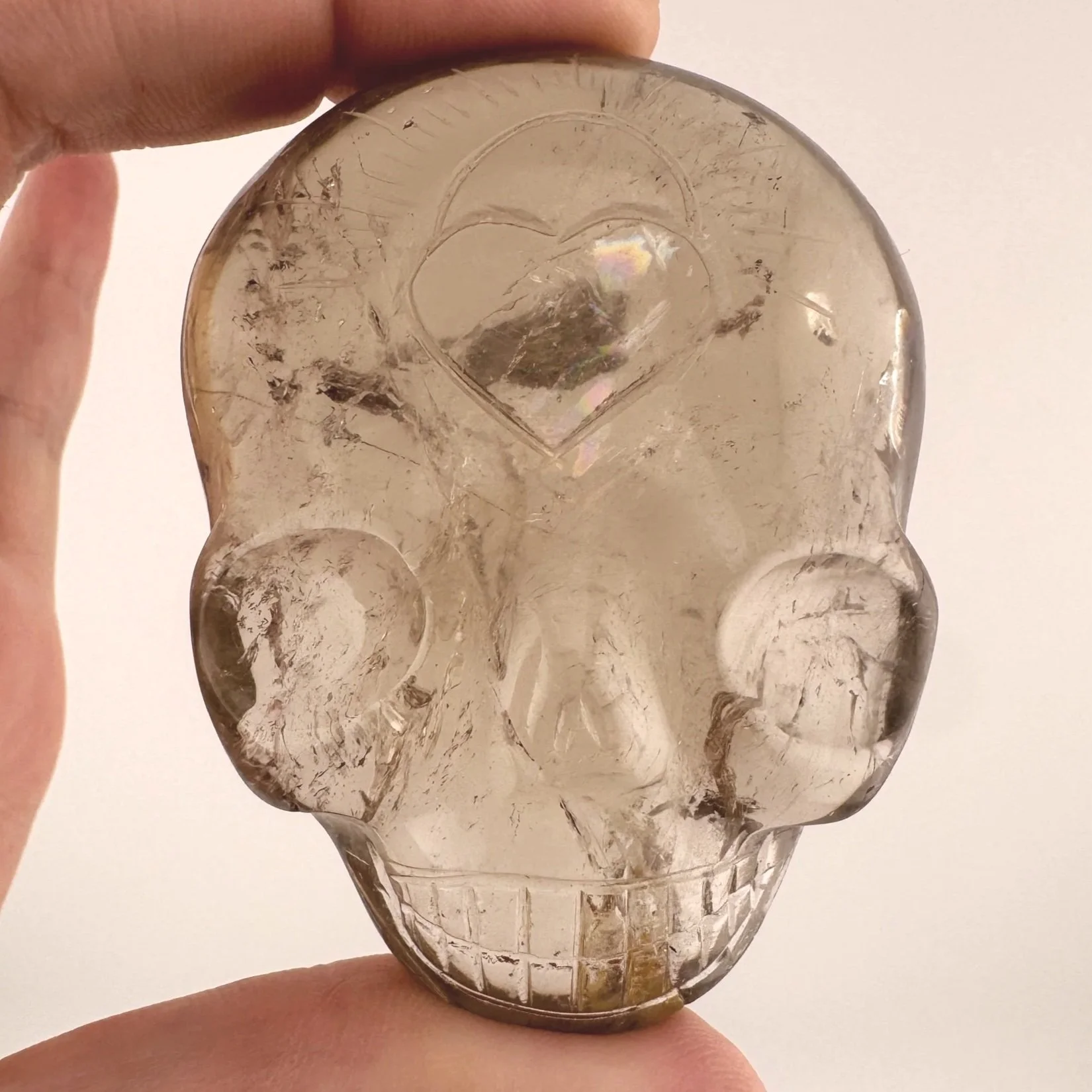 Leandro de Souza Golden Rutile in Quartz Magical Child Palm Skull