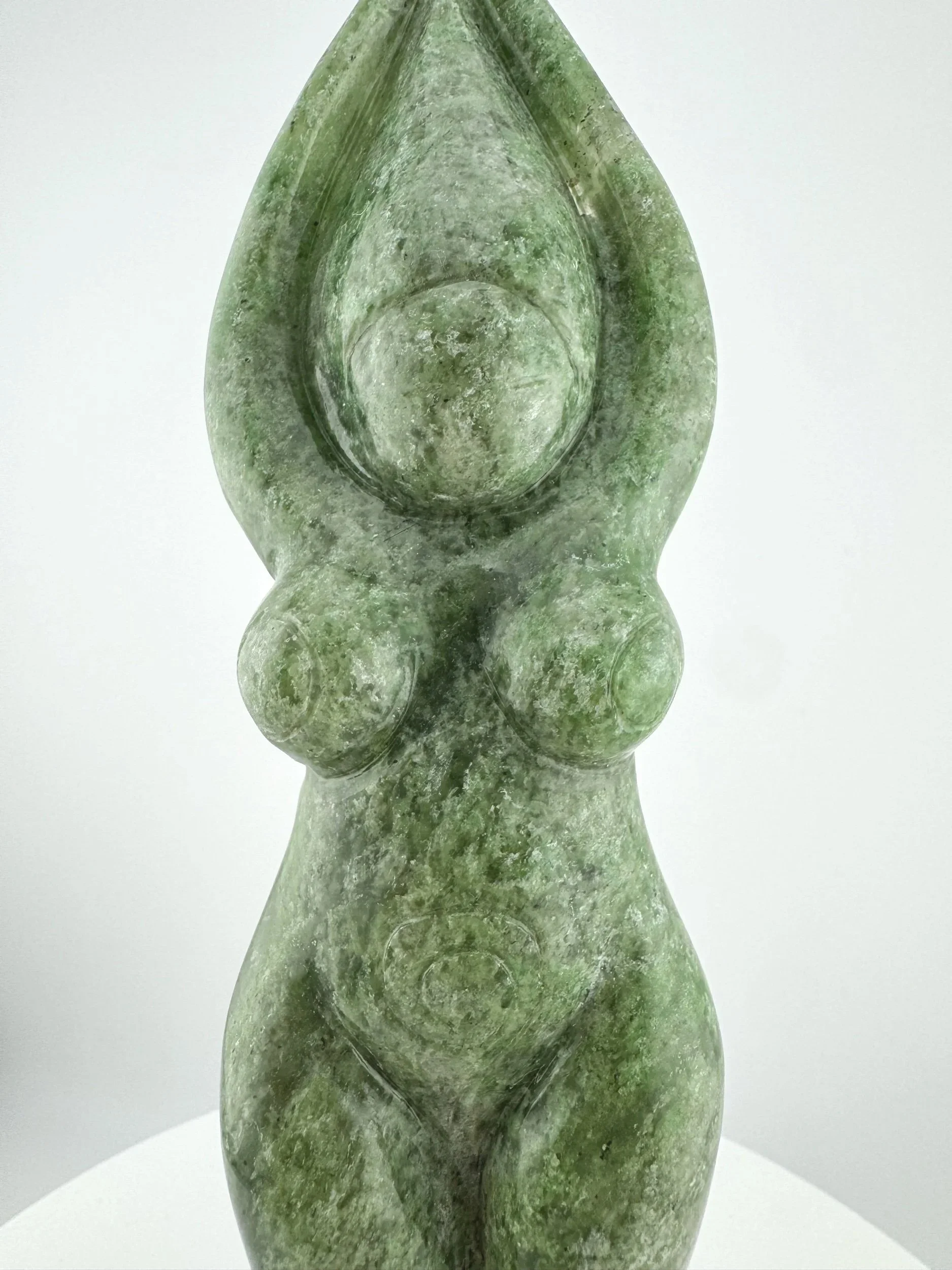 Leandro de Souza Chlorite Chalcedony Gaia Goddess Sculpture on Quartz base