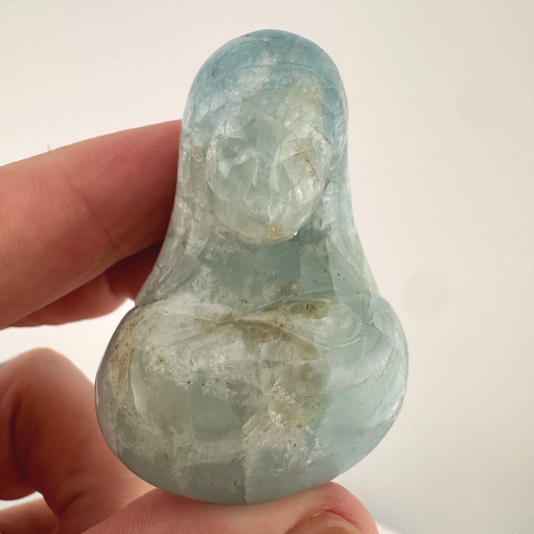 Leandro de Souza Aquamarine Mother Mary holding Baby Jesus Palm