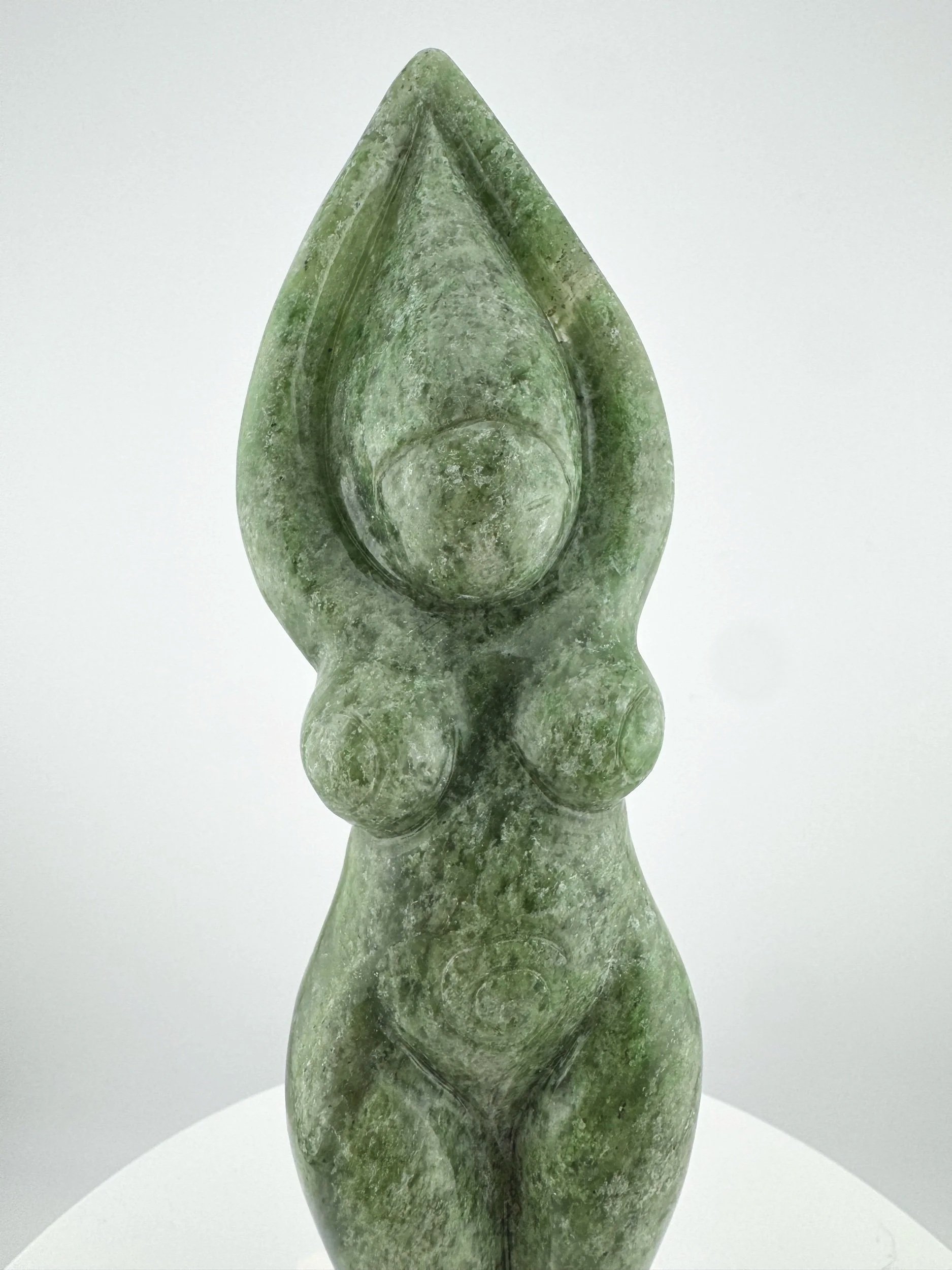 Leandro de Souza Chlorite Chalcedony Gaia Goddess Sculpture on Quartz base