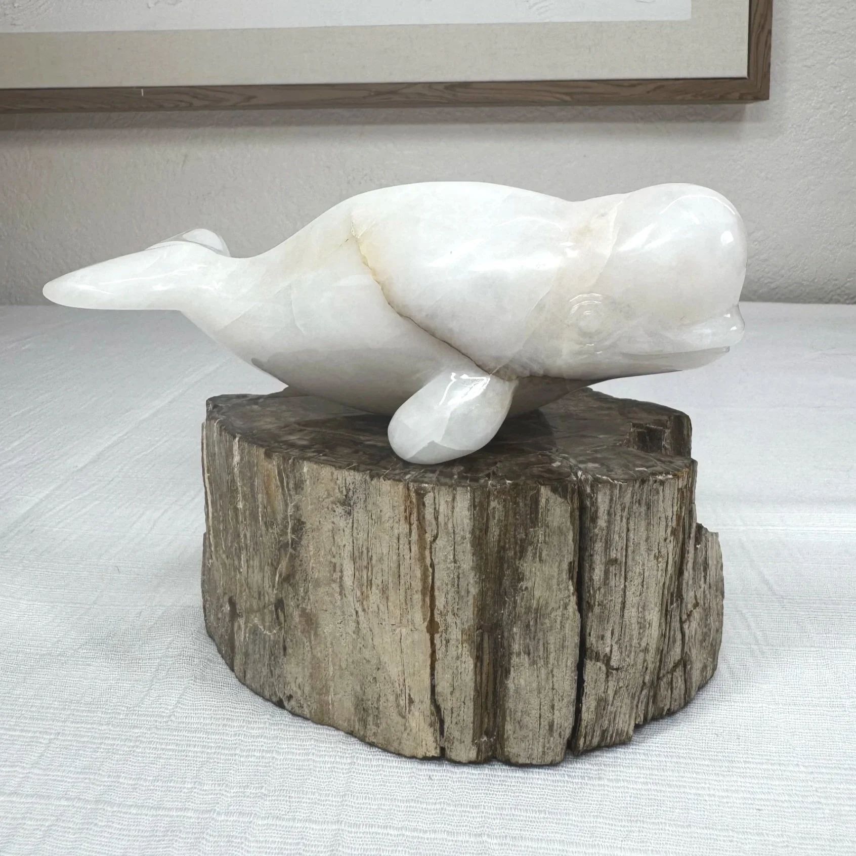 Leandro de Souza Snow Quartz Beluga Whale Sculpture