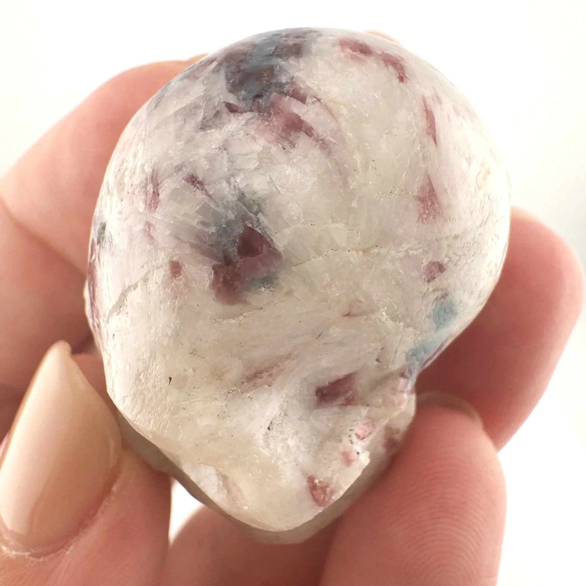 Leandro de Souza Pink and Blue Tourmaline in Feldspar Skull