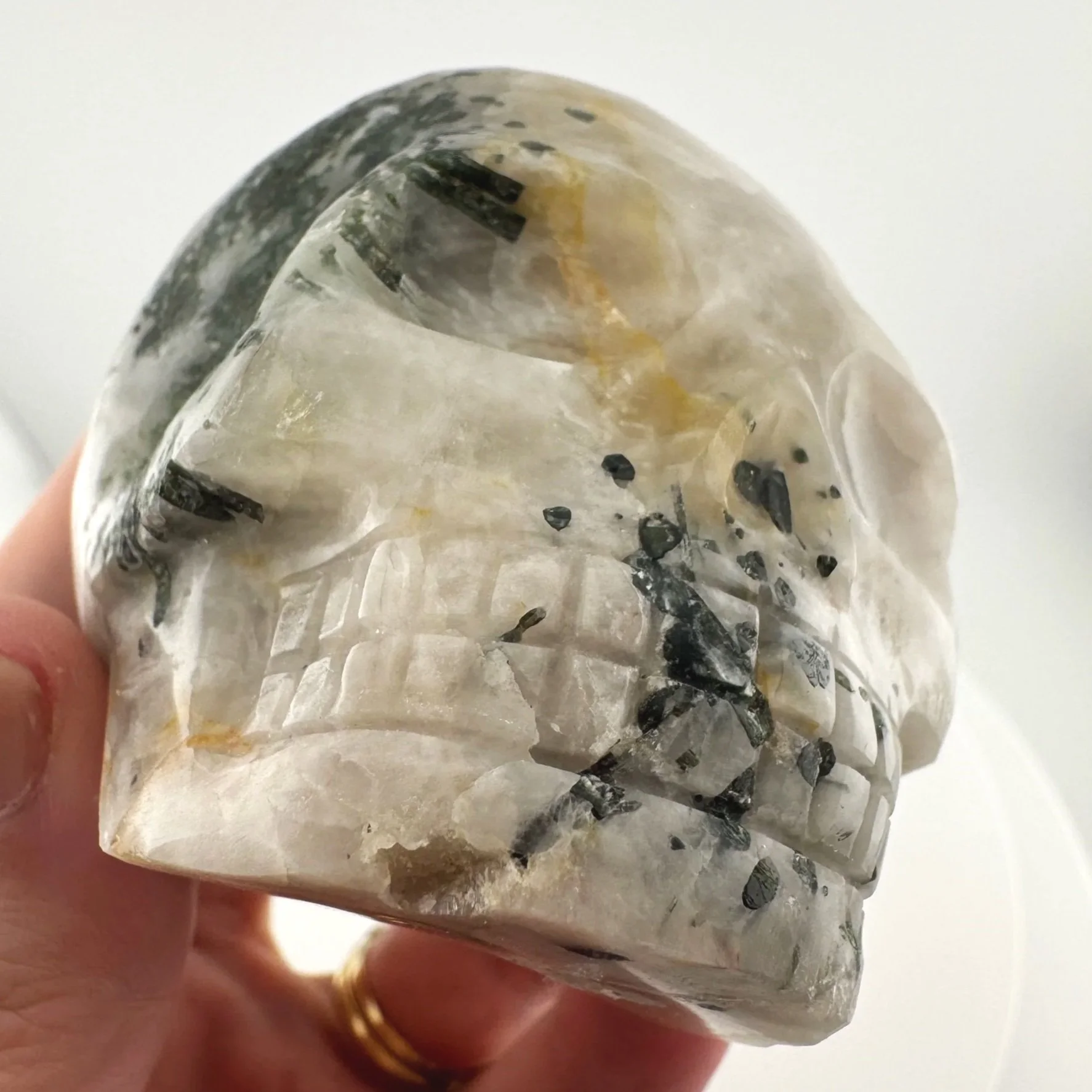 Leandro de Souza Watermelon Tourmaline on Quartz Skull