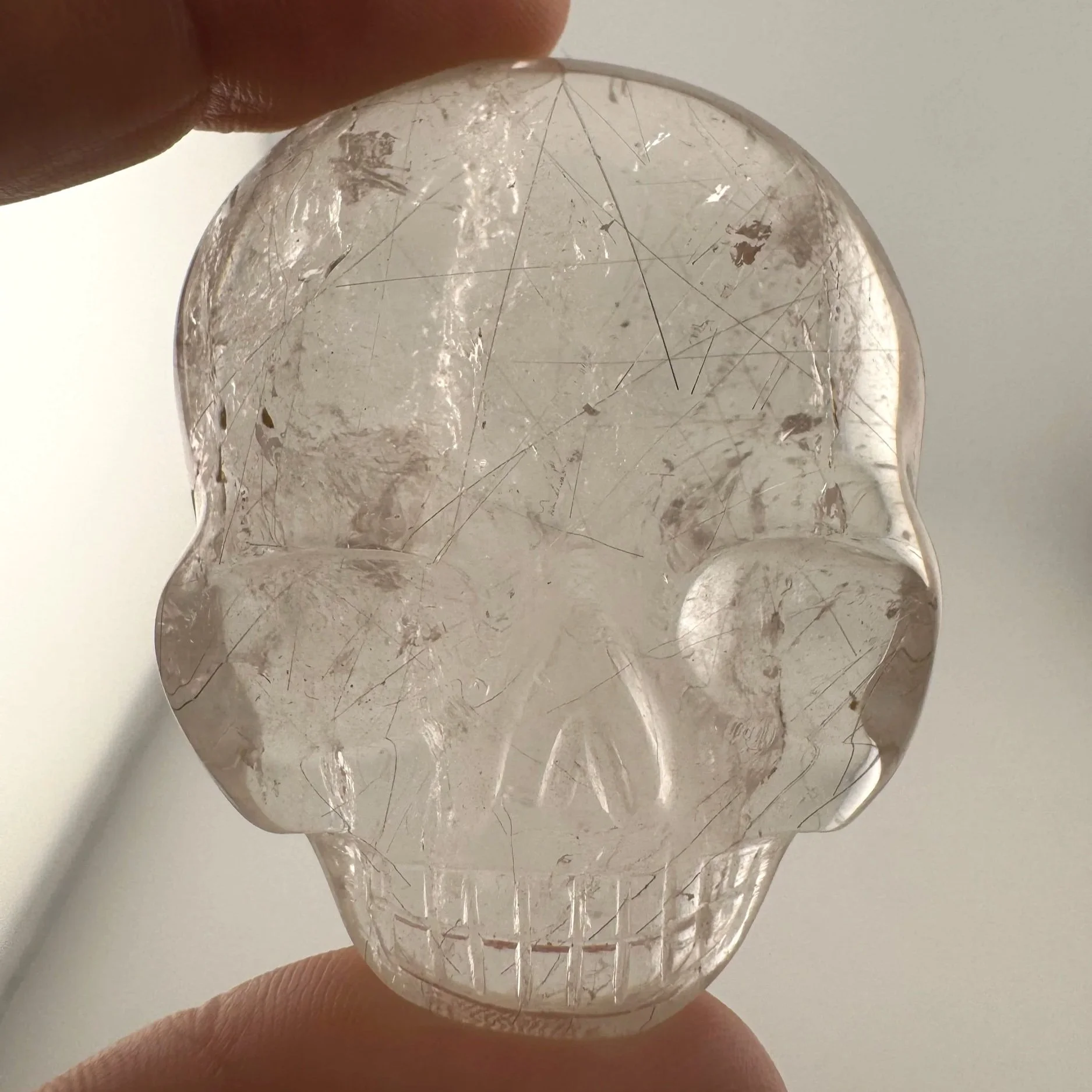 Leandro de Souza Rutilated Quartz Magical Child Palm Skull