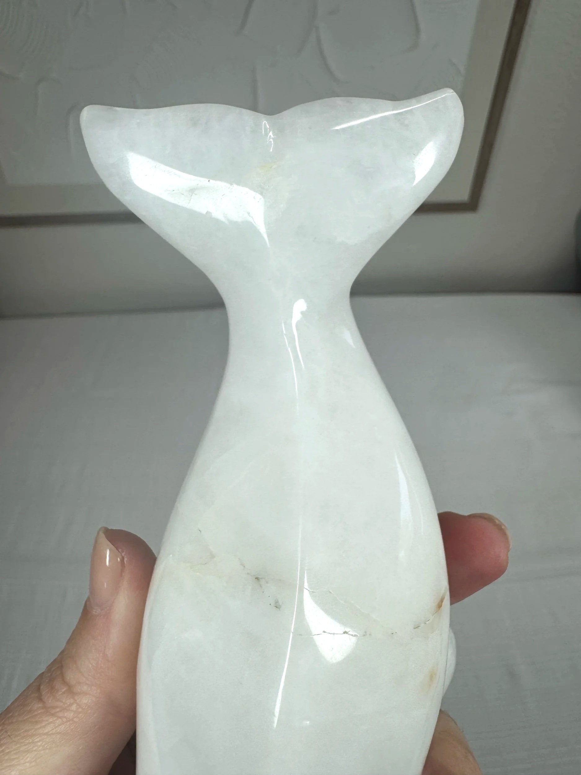 Leandro de Souza Snow Quartz Beluga Whale Sculpture