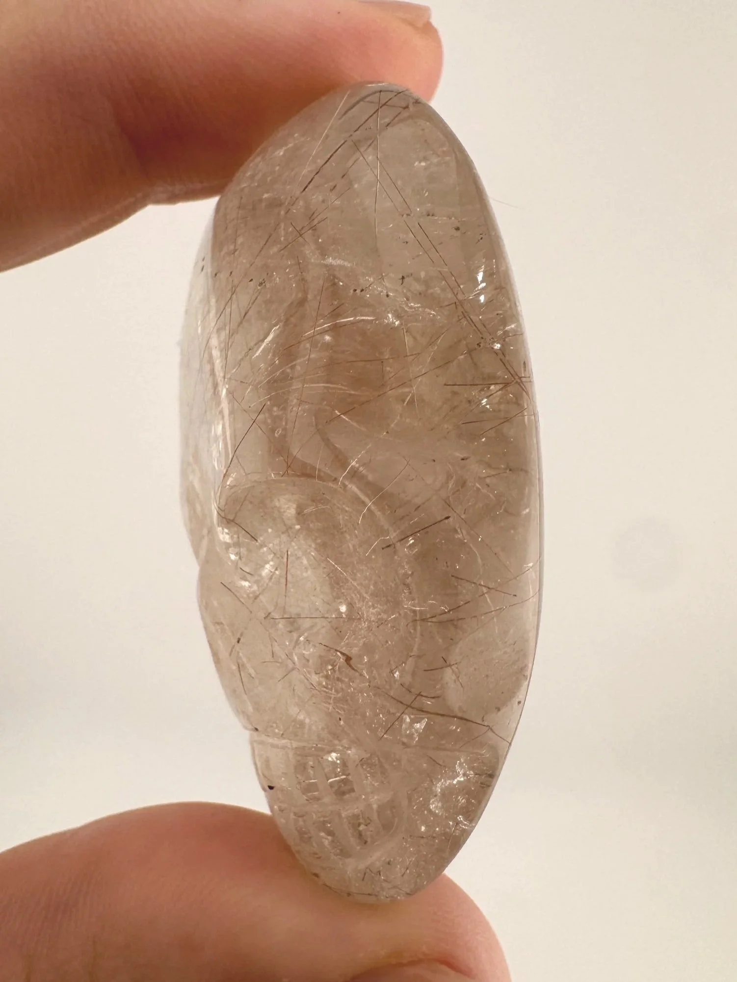 Leandro de Souza red Rutile in Gem Quartz Magical Child Palm Skull