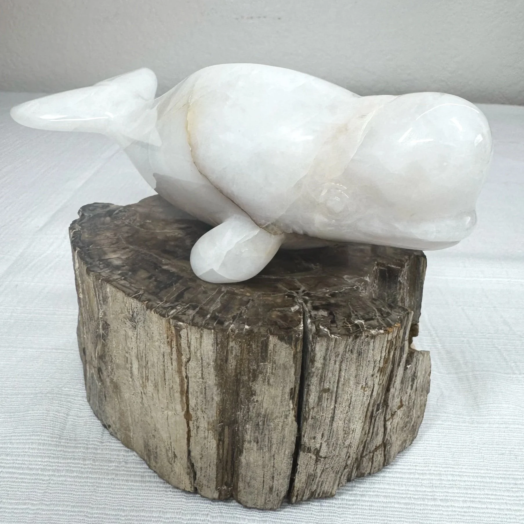 Leandro de Souza Snow Quartz Beluga Whale Sculpture