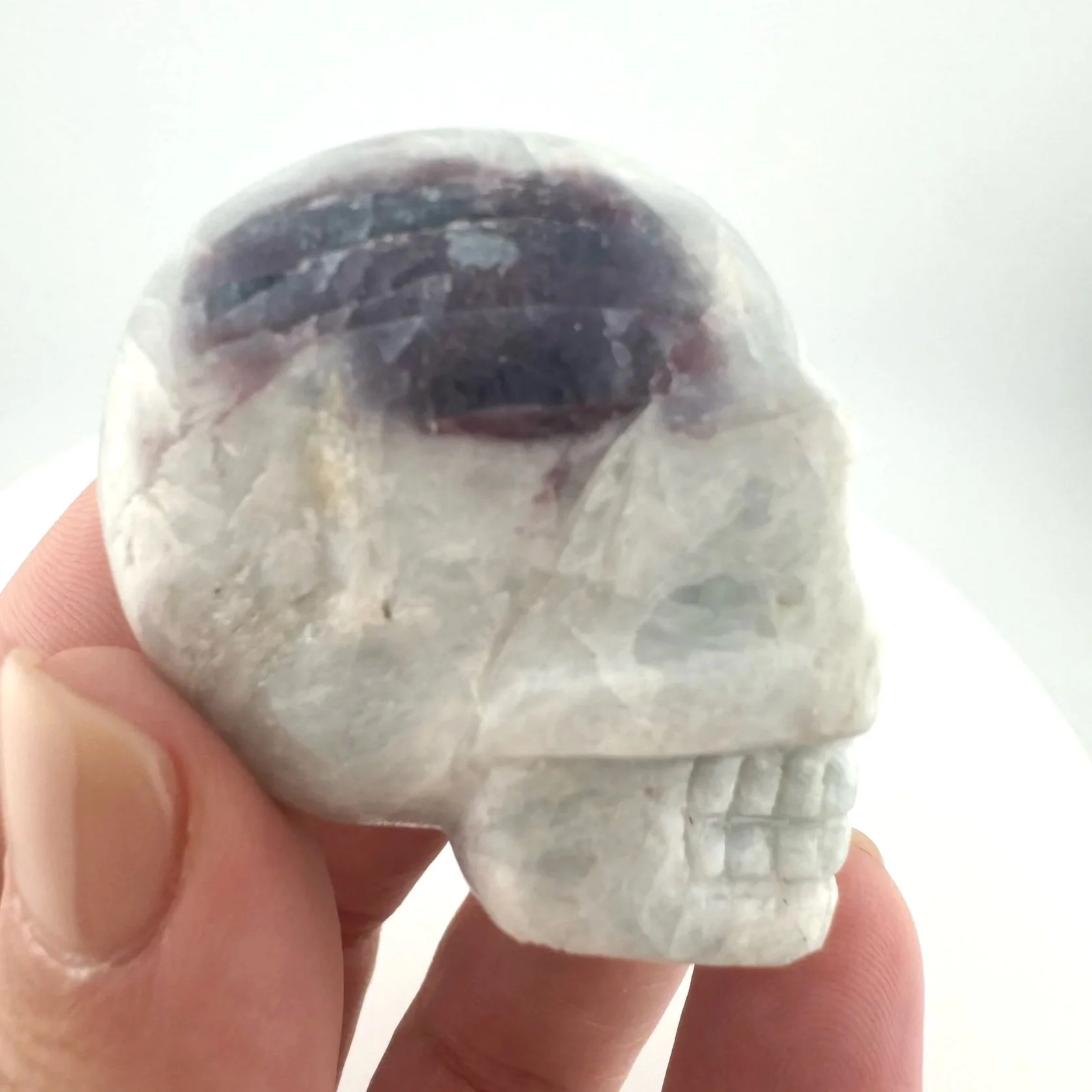 Leandro de Souza Pink and Blue Tourmaline in Feldspar Skull