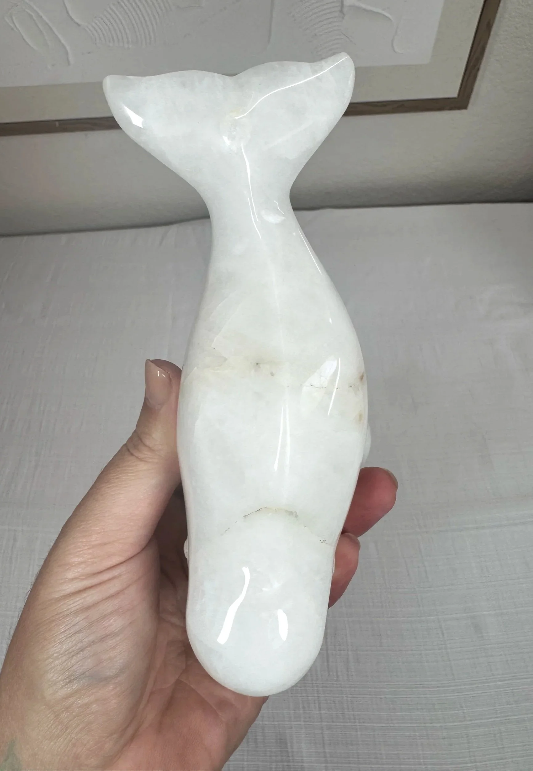 Leandro de Souza Snow Quartz Beluga Whale Sculpture