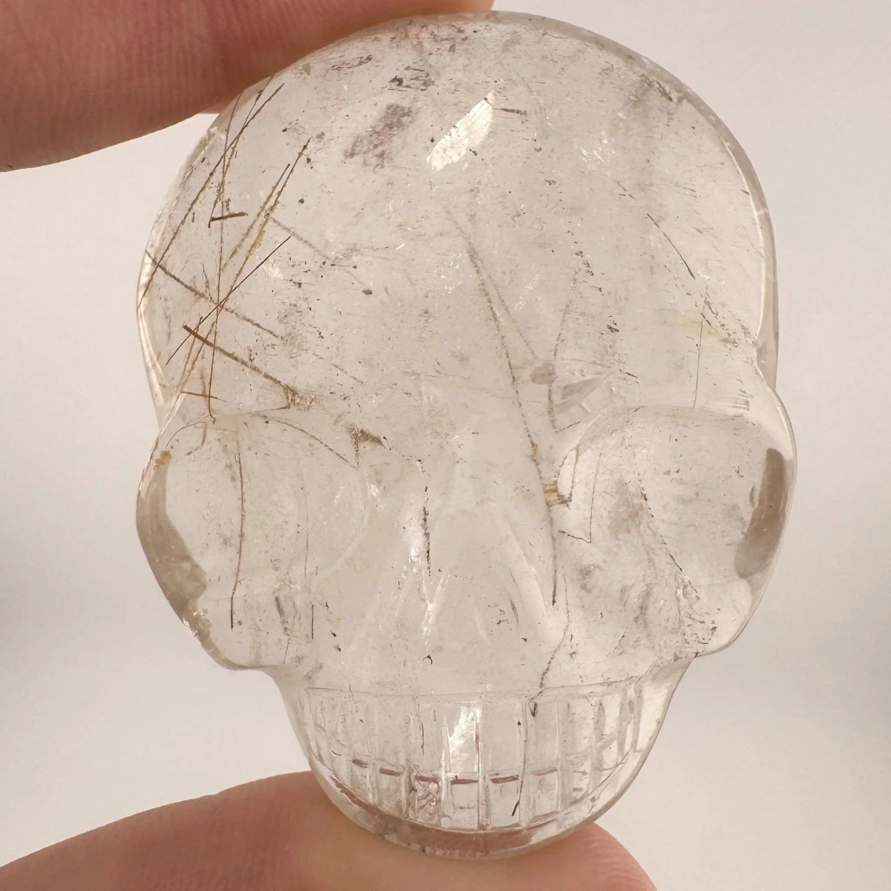 Leandro de Souza Rutilated Quartz Magical Child Palm Skull