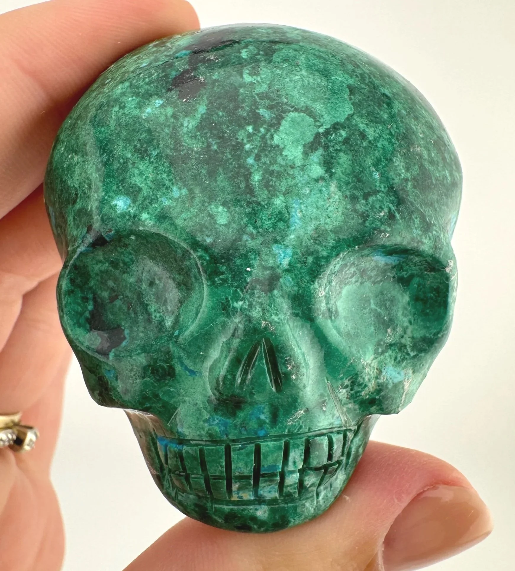Leandro de Souza Malachite Chrysocolla Magical Child Palm Skull