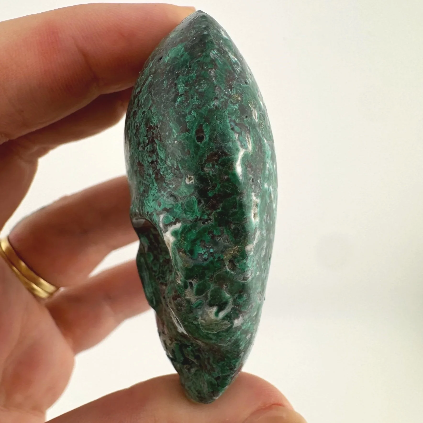 Leandro de Souza Malachite Chrysocolla Magical Child Palm Skull