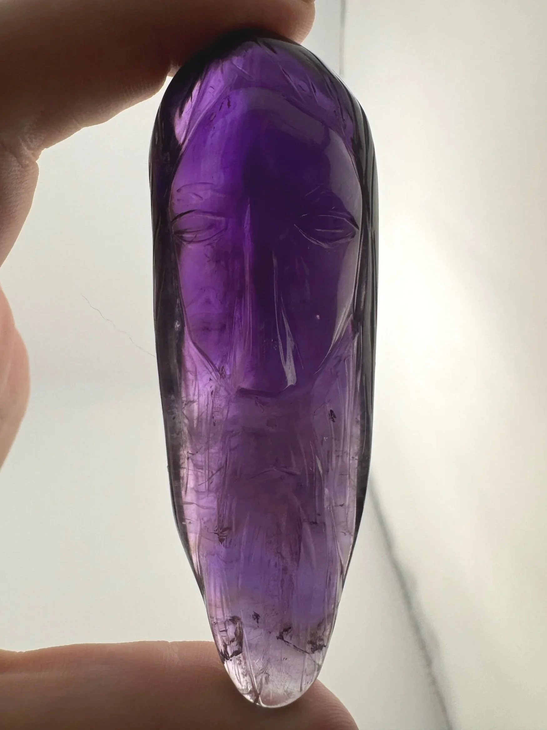 Leandro de Souza Phantom Amethyst with Citrine Jesus Carving