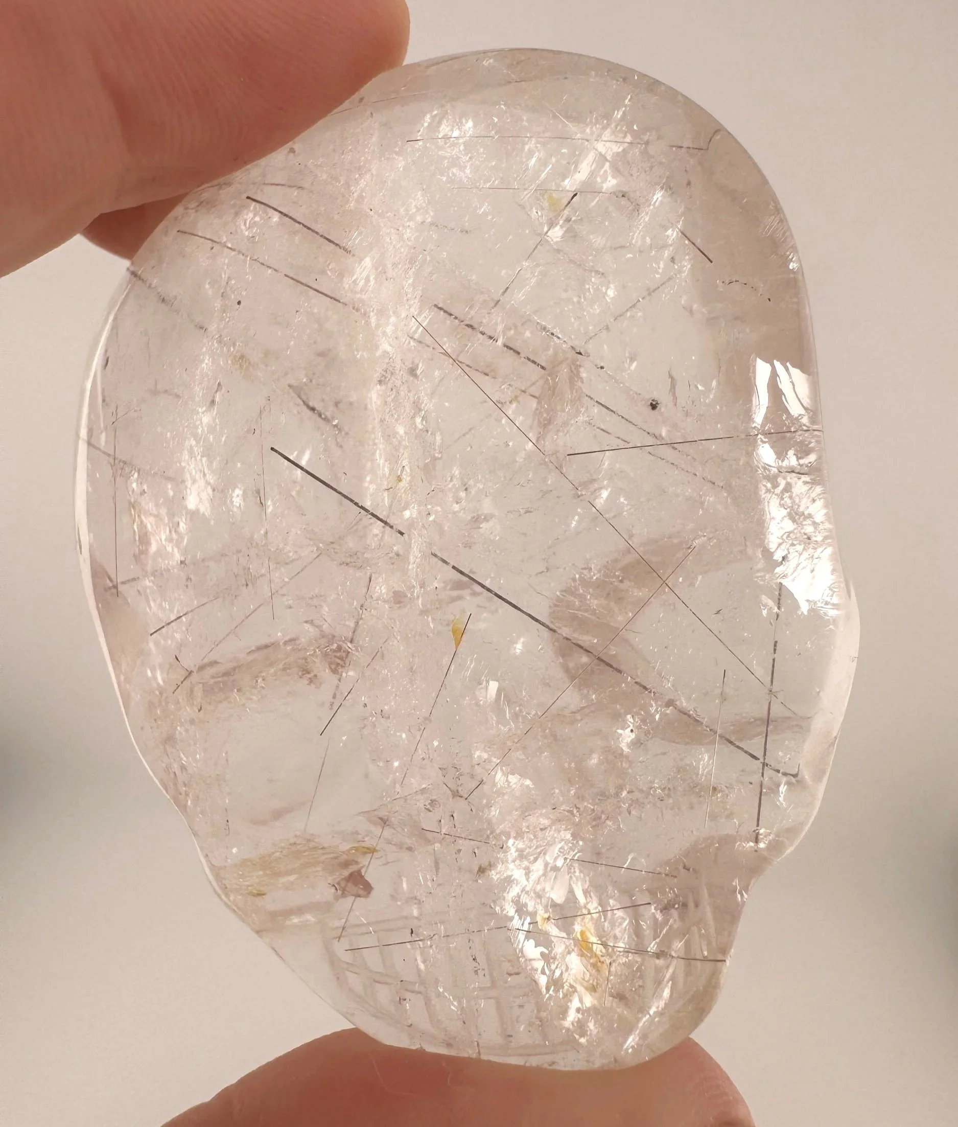 Leandro de Souza Red Rutile in Quartz Magical Child Palm Skull