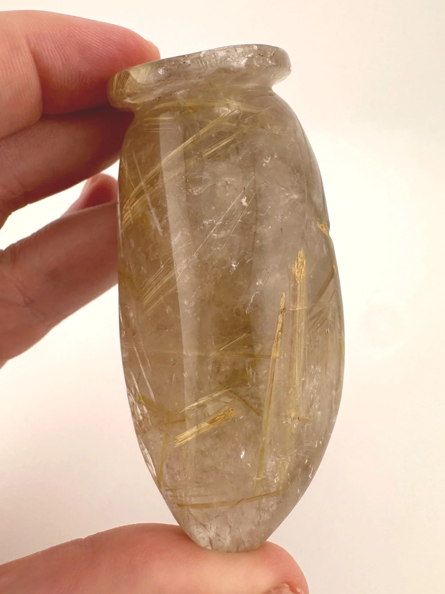 Leandro de Souza Golden Rutile in Quartz Jesus Carving