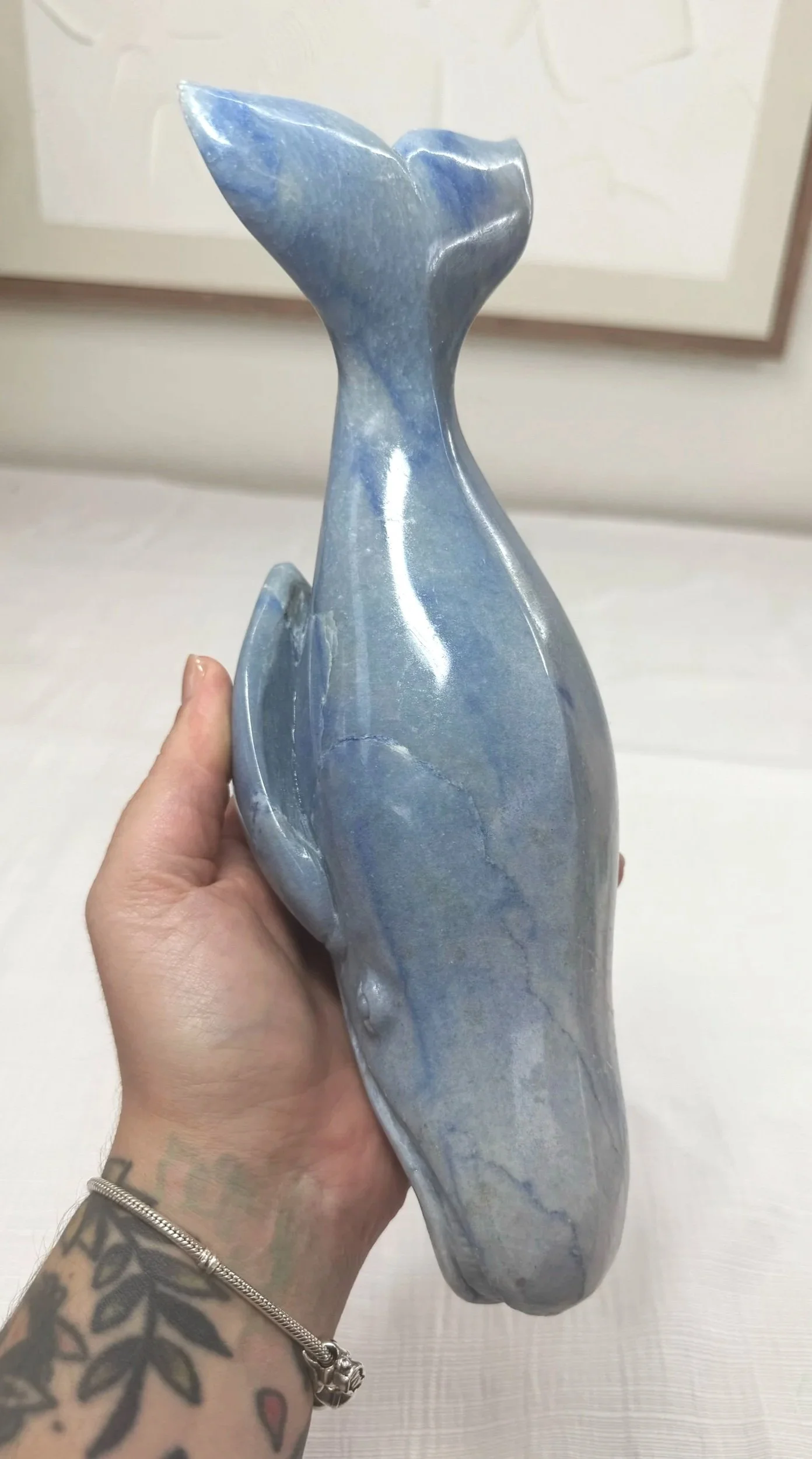 Leandro de Souza Blue Aventurine Blue Whale Sculpture